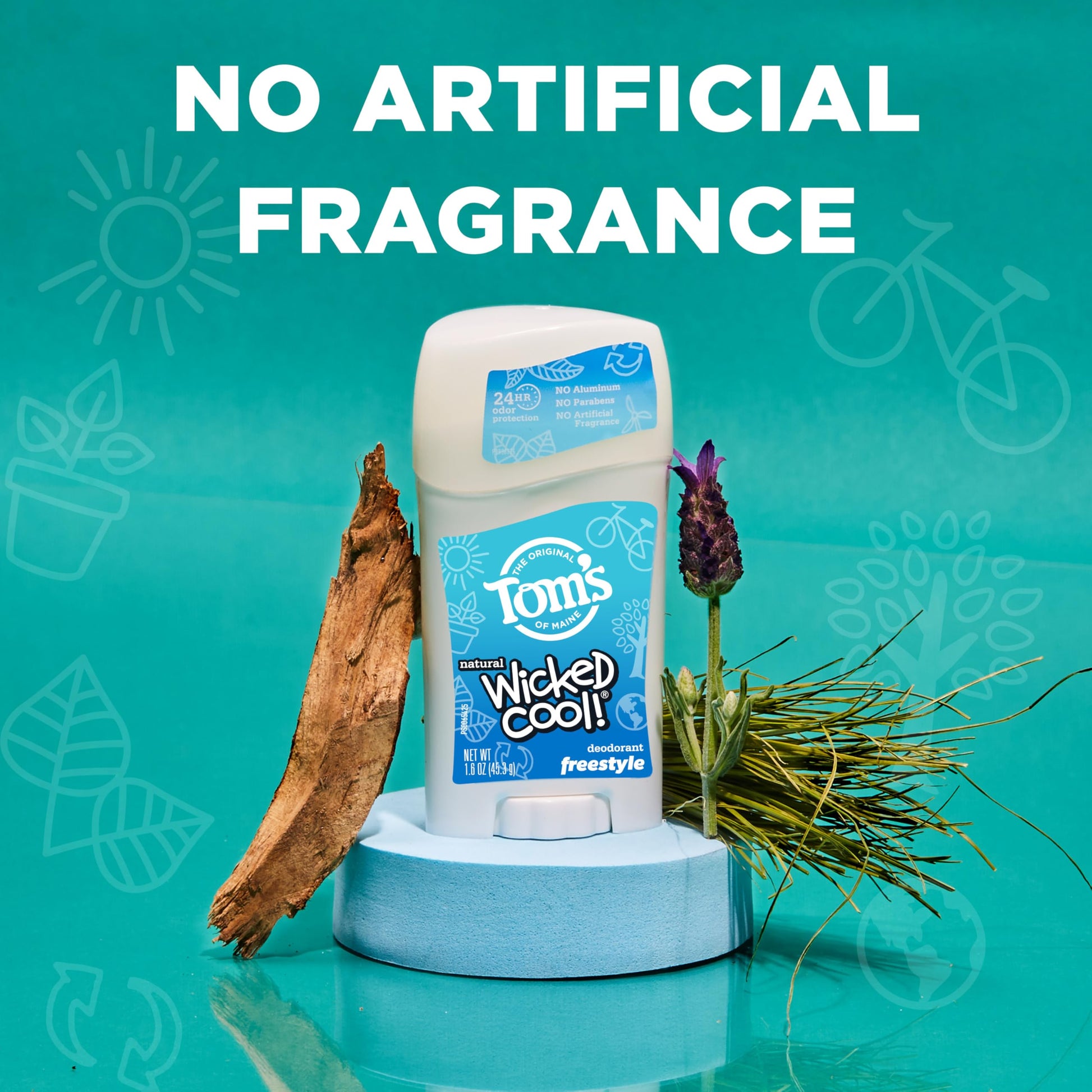 Tom’s of Maine Freestyle Wicked Cool! Natural Deodorant for Tweens, Aluminum Free Deodorant Stick, 1.6 oz (3 Pack)