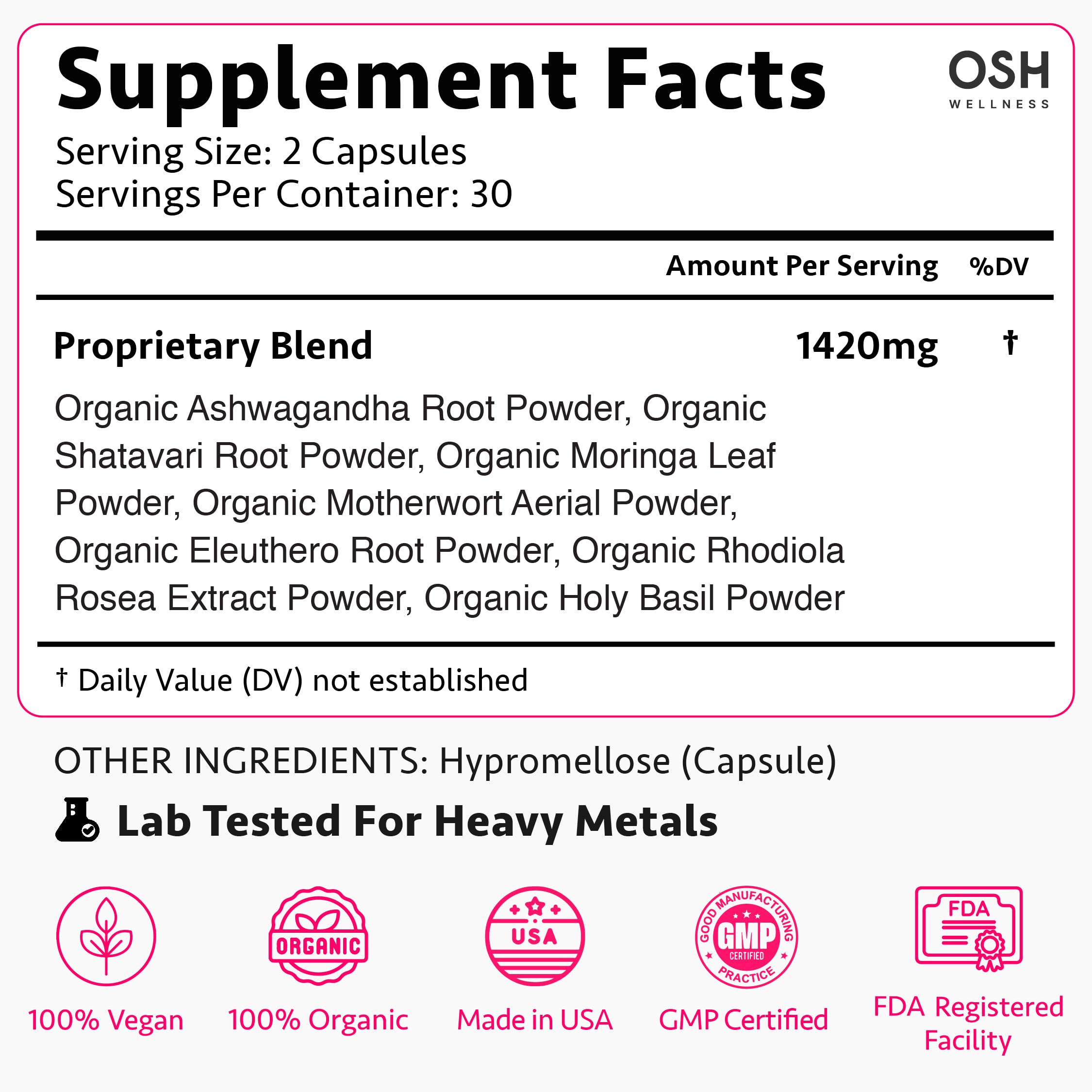 Ayurvedic Hormone Balance for Women | Cortisol Manager | Regulates Estrogen | Made in USA | Ashwagandha, Rhodiola, & Shatavari | Mood, Energy, & Sleep Support | Stress Relief | 60 Ct. - OSH Wellness