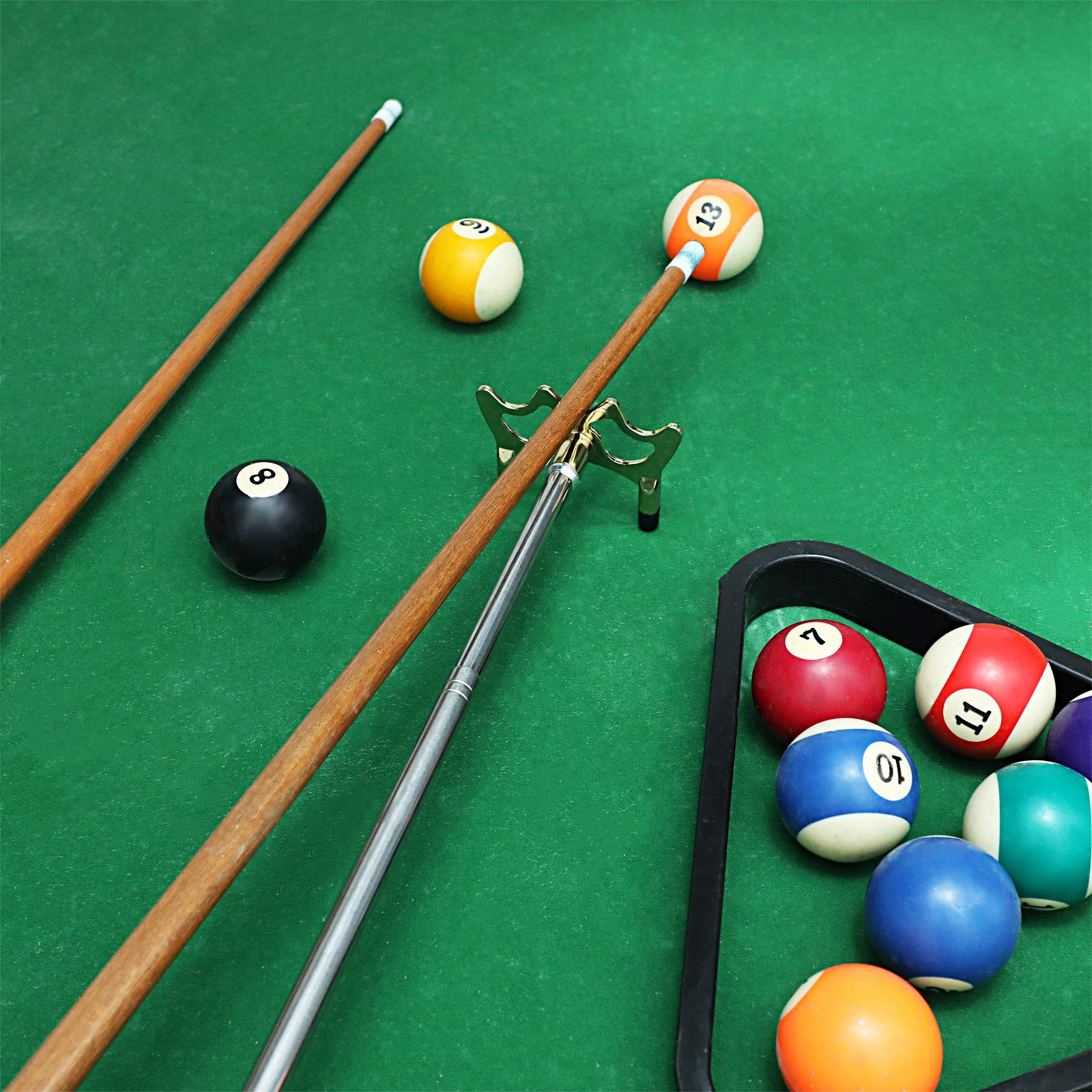 Skylety Pool Cue Snooker Stick Pool Table Accessories Retractable Billiards Cue Rest with Removable Brass Bridge Head (Low Bridge Head,Stainless Steel)
