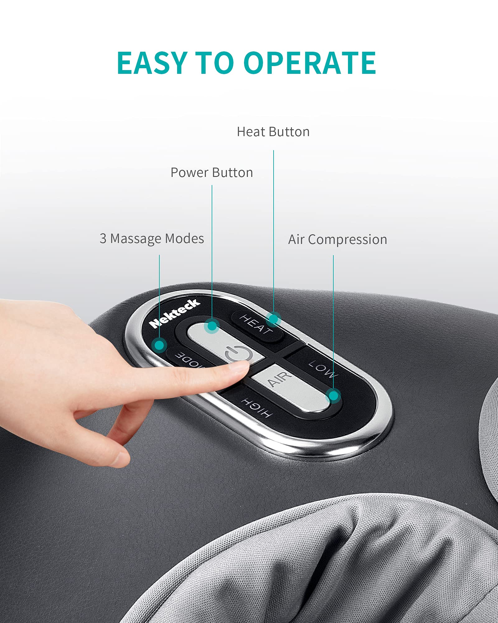 Nekteck Shiatsu Foot Massager with Heat, FSA Eligible Deep Kneading Therapy Air Compression, HSA Feet Massage Improve Blood Circulation Foot Wellness Soothing Pain Relief, Relax for Home Office Use