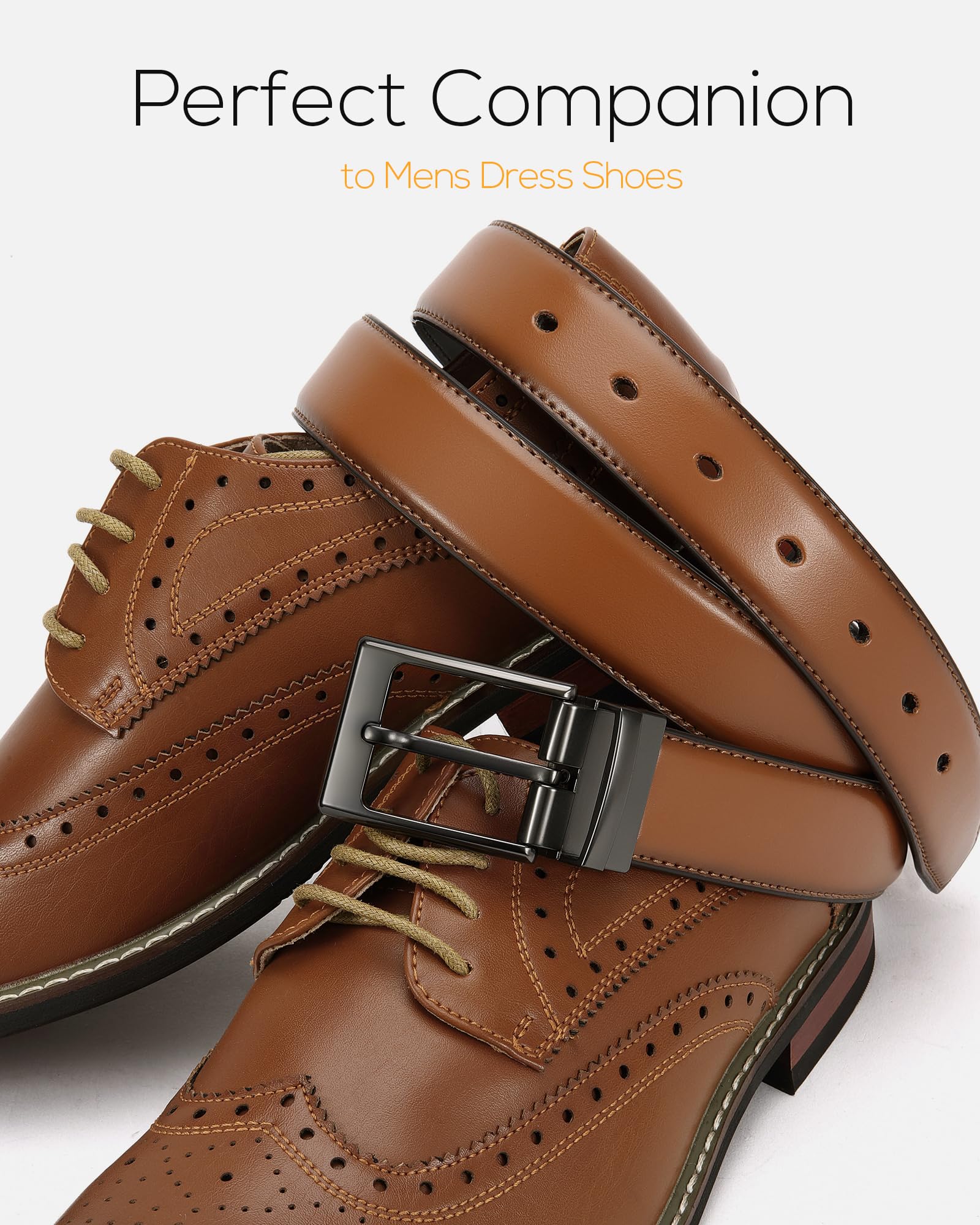 CHAOREN Reversible Belt Men 1 Piece - 1.25" Mens Belts Leather for Dress Pants - One Belt, Two Colors