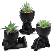 Der Rose 3pcs Fake Succulents Plants Artificial for Black Bathroom Bedroom Home Living Room Halloween Decor Aesthetic Indoor