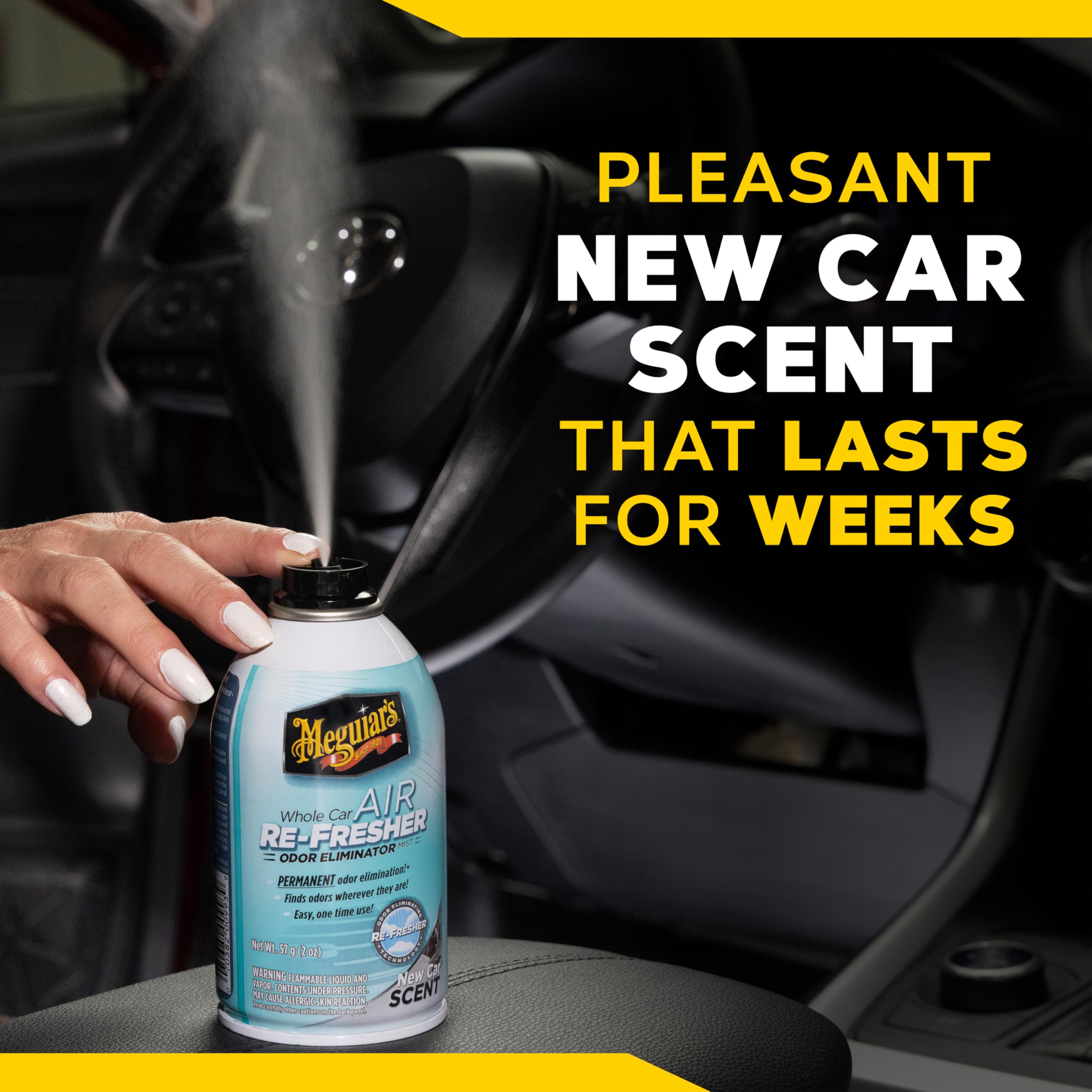 Meguiar's Whole Car Air Refresher, Odor Eliminator Spray Eliminates Strong Vehicle Odors, New Car Scent - Three 2 Oz Spray Bottles