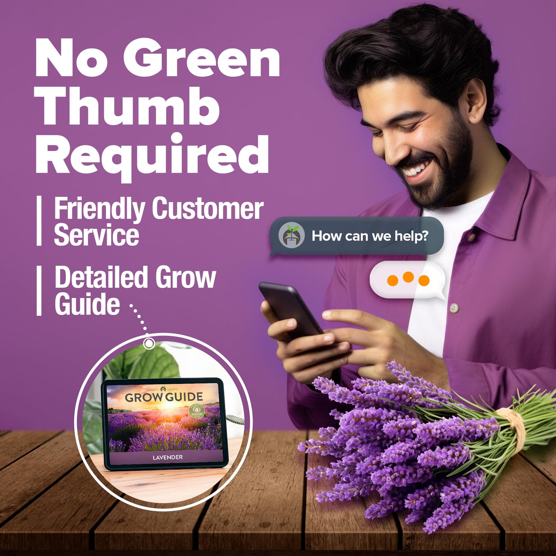 HOME GROWN 𝗨𝗦𝗔 𝗣𝗥𝗘𝗠𝗜𝗨𝗠 English Lavender Seeds 1,500+ 𝗡𝗢𝗡-𝗚𝗠𝗢 Wildflower Seed for Planting Indoor/Outdoor, High Germination, Plant Flower Seeds (Lavandula antustifolia)