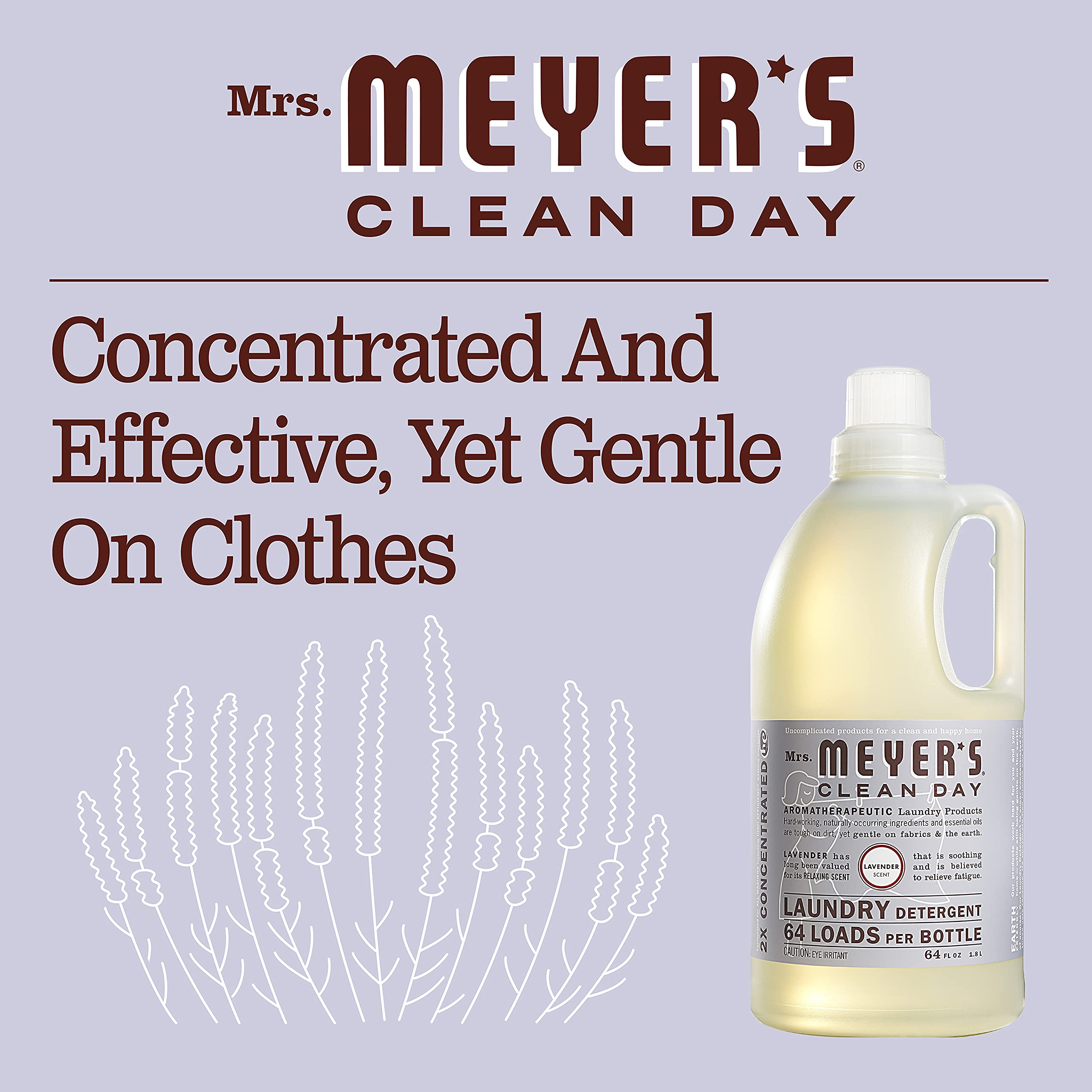 MRS. MEYER'S CLEAN DAY Liquid Laundry Detergent, Biodegradable Formula Infused with Essential Oils, Honeysuckle, 64 oz - Pack of 2 (128 Loads)