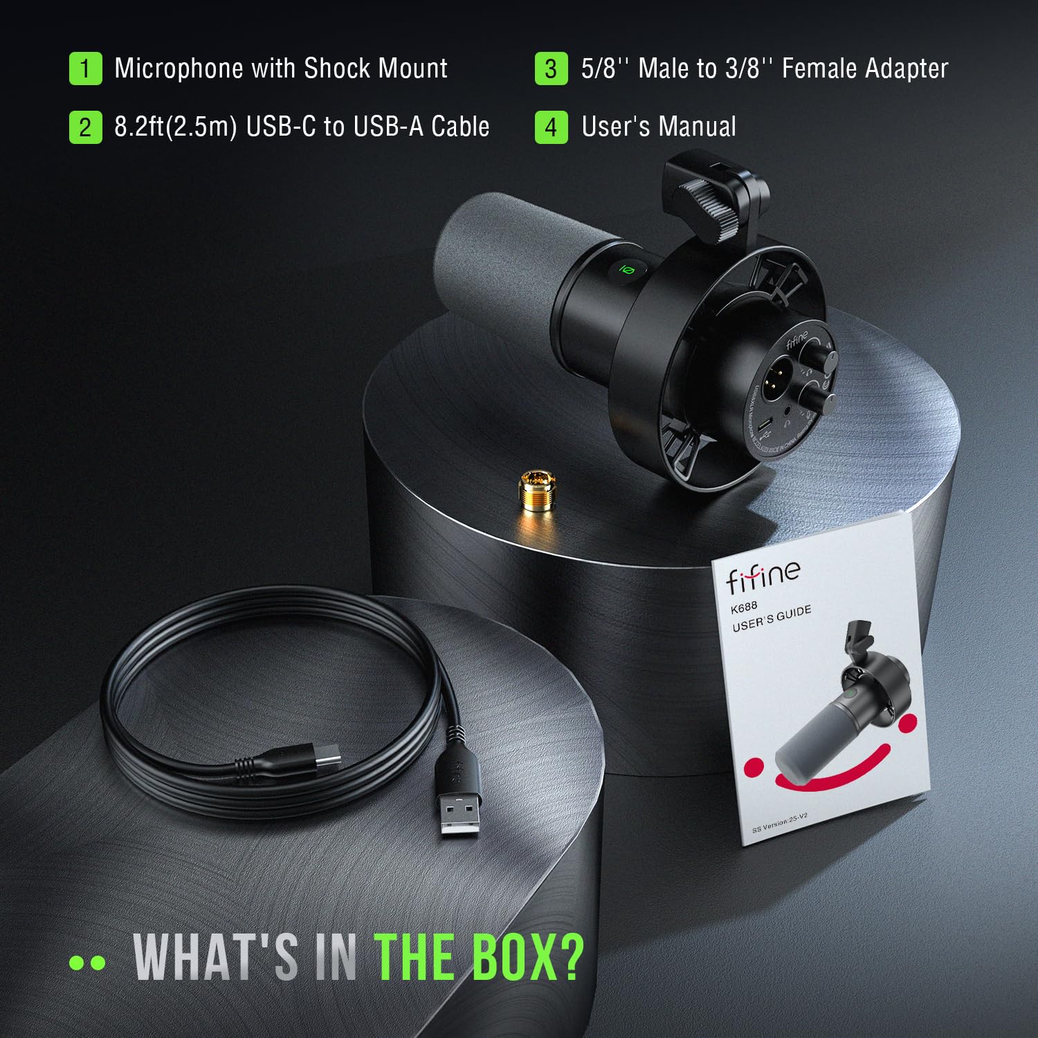 FIFINE Dynamic Microphone, XLR/USB Podcast Recording PC Microphone for Vocal Voice-Over Streaming, Studio Metal Mic with Mute, Headphone Jack, Monitoring Volume Control, Windscreen-Amplitank K688