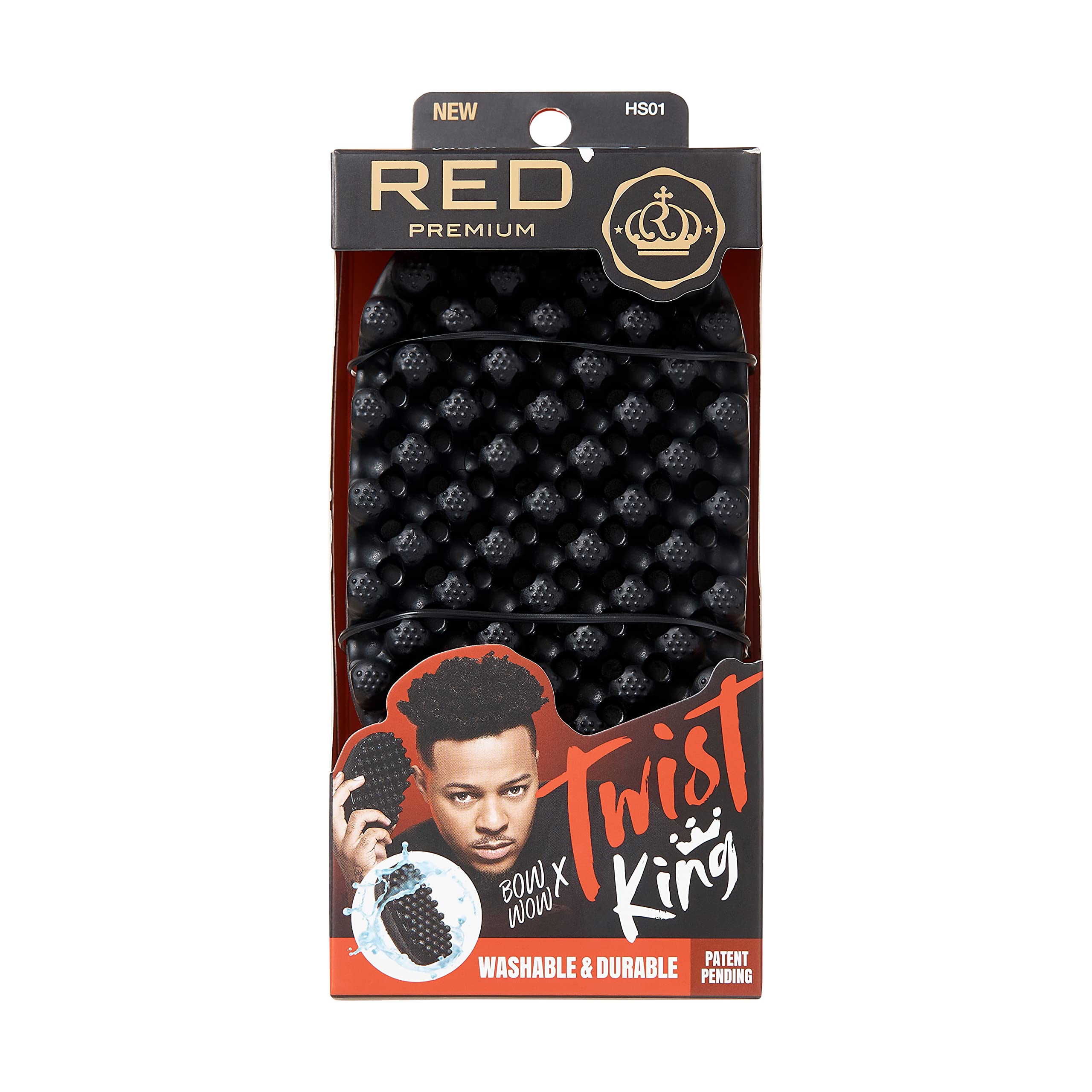 RED by Kiss BowWow Twist King Premium Luxus Twist Styler Kammbürste, strapazierfähige, waschbare Alternative zu Schwamm für Friseure und den täglichen Gebrauch, ideal für Afro-, Locken-, Spulen-, 4C-Haar