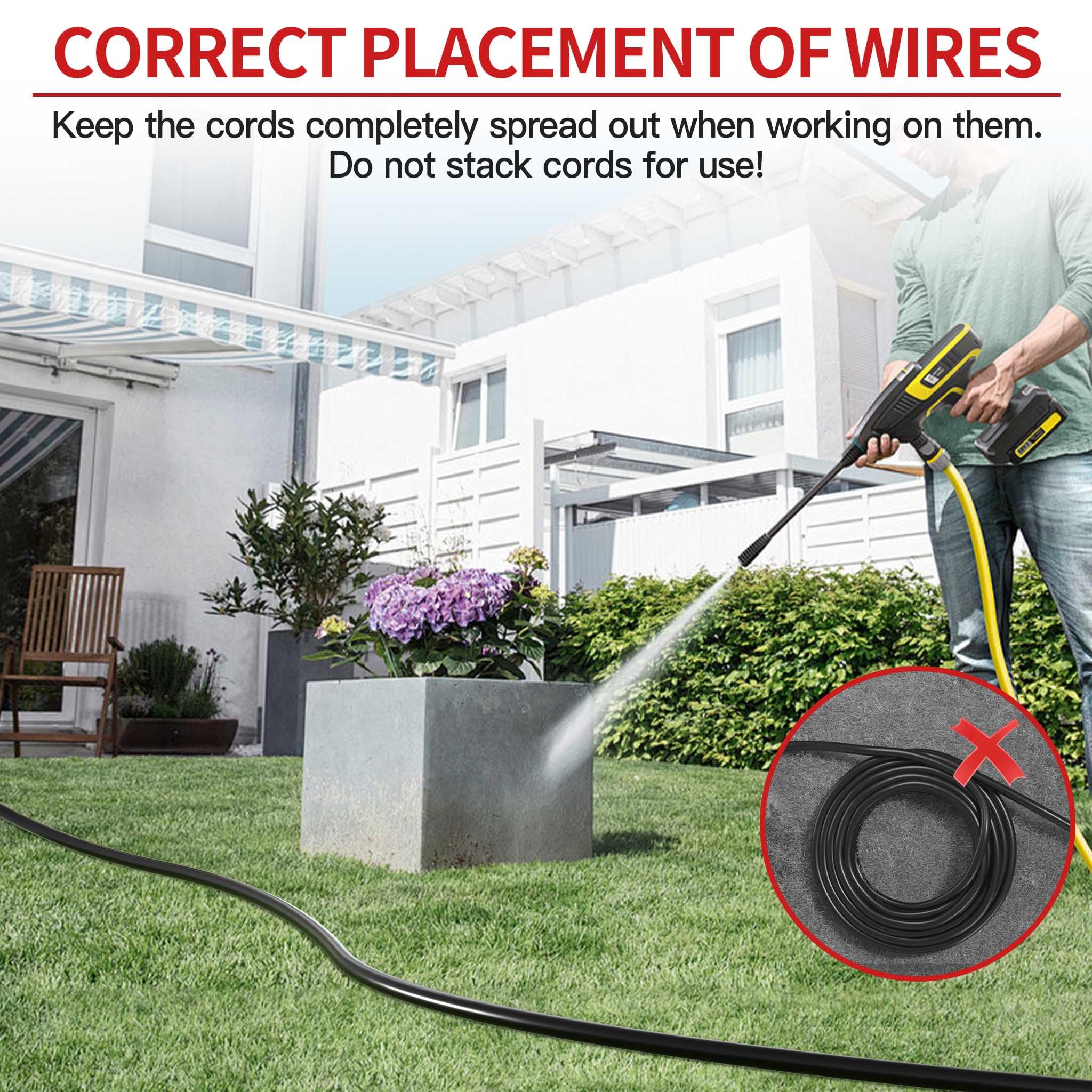 16/3 10A 1250W 125V 100 Ft Outdoor Extension Cord Waterproof, Weatherproof & Flame Retardant Black 3 Prong Power Cord Outside for Lawn & Garden, 16AWG SJTW ETL Listed