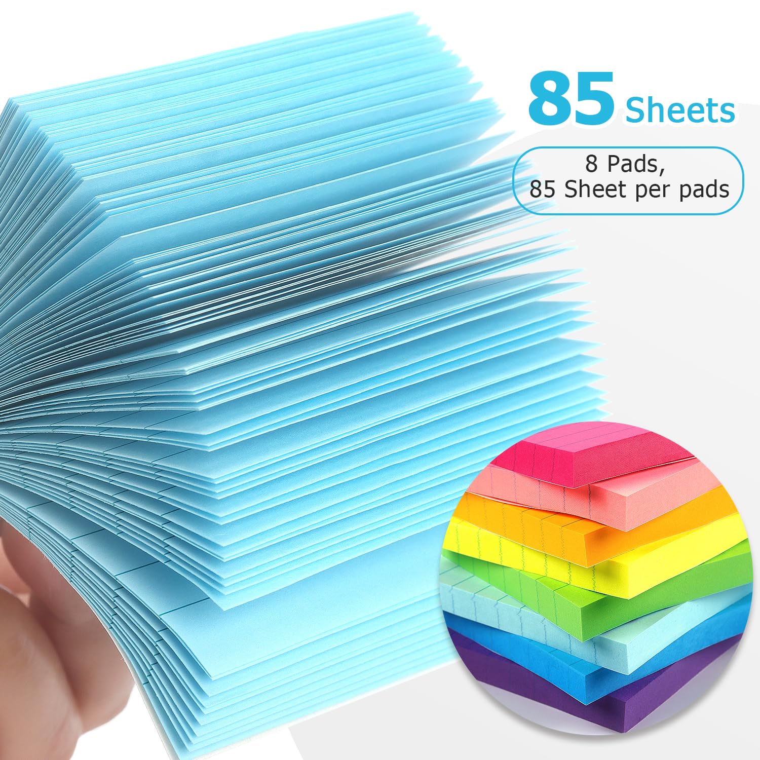 6 Pads Lined Sticky Notes 3x3 Sticky Notes with Lines Self-Stick Note Pads 6 Bright Multi Colors,100 Sheet/Pad