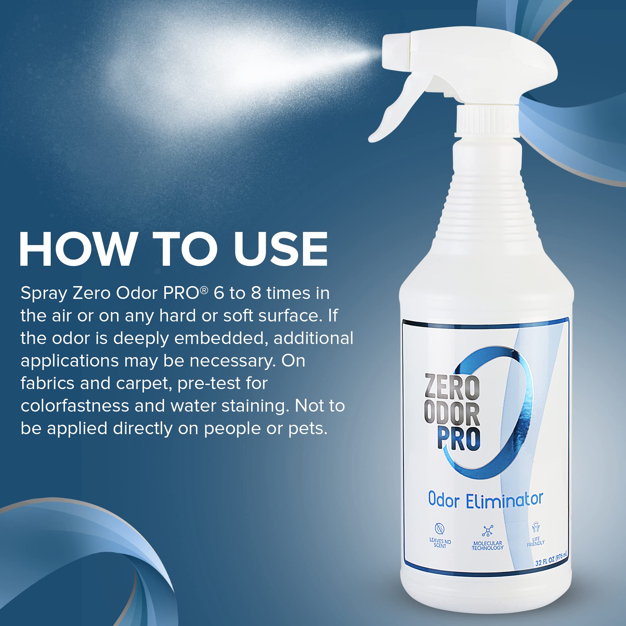 Zero Odor Pro - Commercial Strength Eliminator Odor Neutralizer, Room Deodorizer Odor Eliminator Musty Smell - Strongest Odor Eliminator Trigger Spray, (32-ounce)