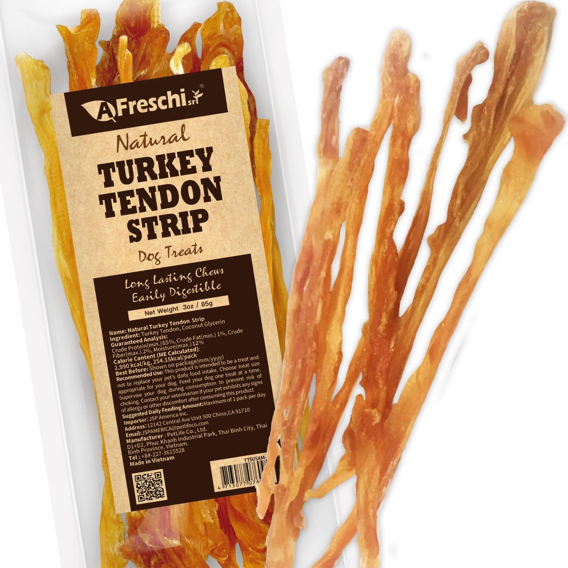 Afreschi Turkey Tendon for Dogs, Dog Treats for Signature Series, All Natural Human Grade Puppy Chew, Ingredient Sourced from USA, Hypoallergenic, Rawhide alternative, 4 Units/Pack Ring (Small)
