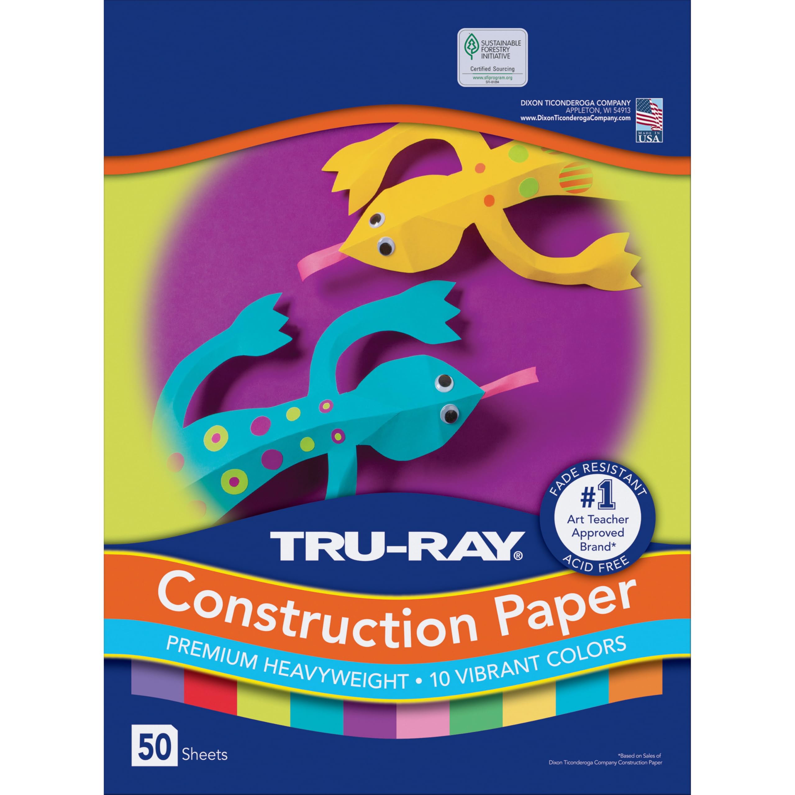 Tru-Ray Construction Paper P103031, 10 Classic Colors, 9" x 12", 50 Sheets