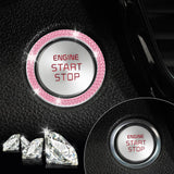 LivTee 2 PCS Crystal Double Rhinestone Car Engine Start Stop Decoration Ring, Bling Car Interior Accessories for Women, Push to Start Button Cover/Sticker, Key Ignition & Knob Bling Ring, White