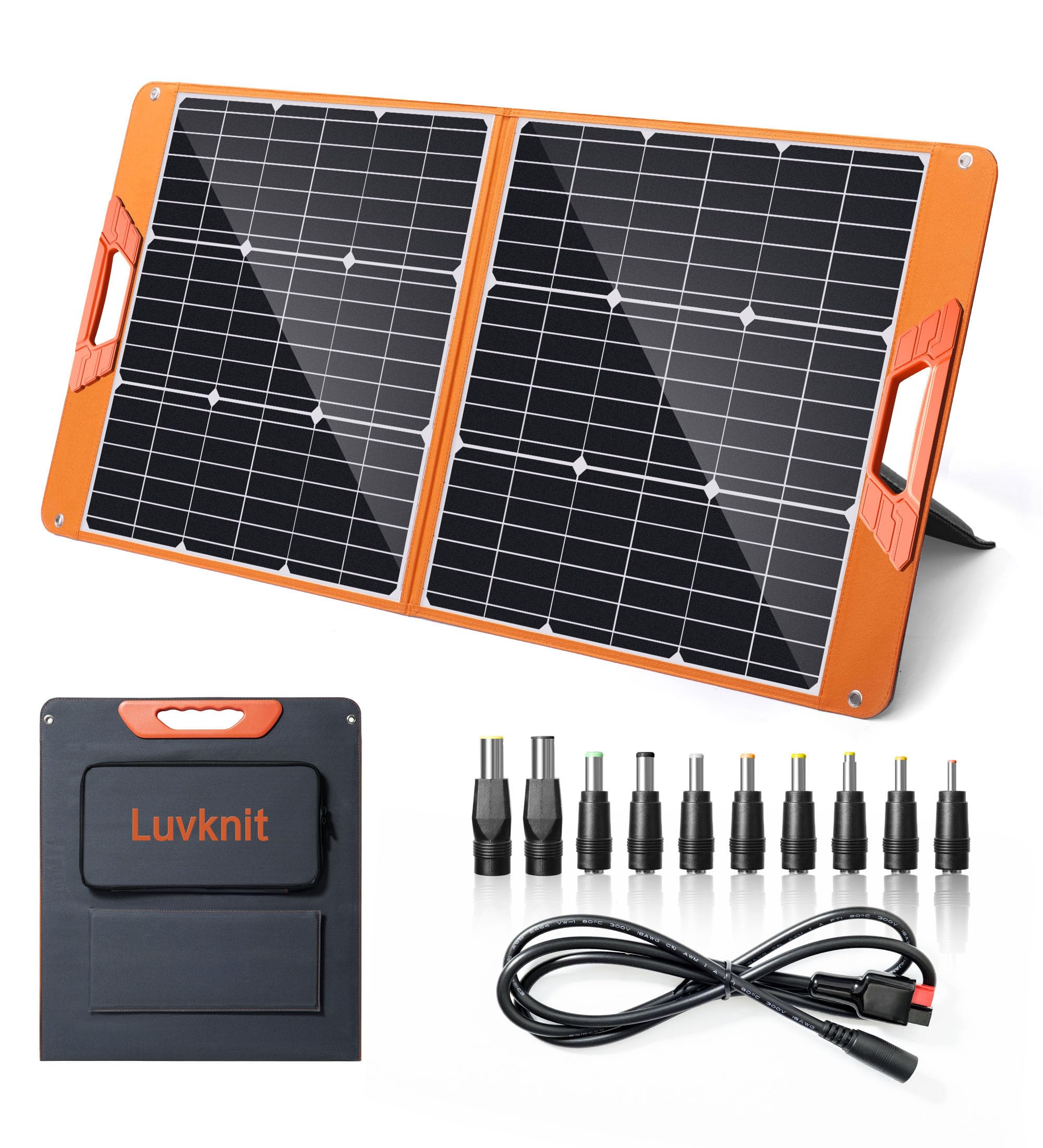100 Watt Portable Solar Panel for Power Station, Foldable 100W Solar Panel for Camping Hiking Off-Grid Living, Monocrystalline Folding Panel Solar with 5V USB 18V DC Output