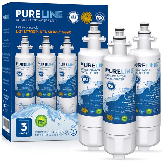 Pureline 9690, LT700P Replacement for LG LT700P, Kenmore Elite 9690, Kenmoreclear 46-9690, ADQ36006101, HDX FML-3, Refrigerator Water Filter - Reduces Bad Taste & Odor