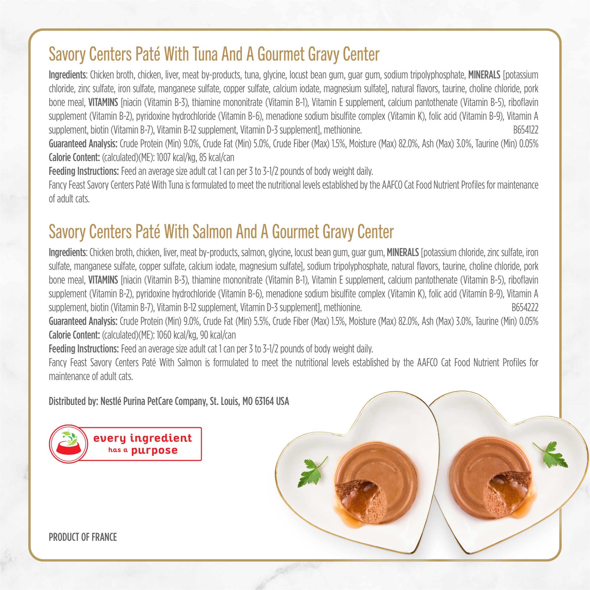 Purina Fancy Feast Savory Centers Wet Cat Food Pate Variety Pack With Chicken, Salmon, Beef, and Tuna Pate with Gravy Center - (Pack of 24) 3 oz. Cans