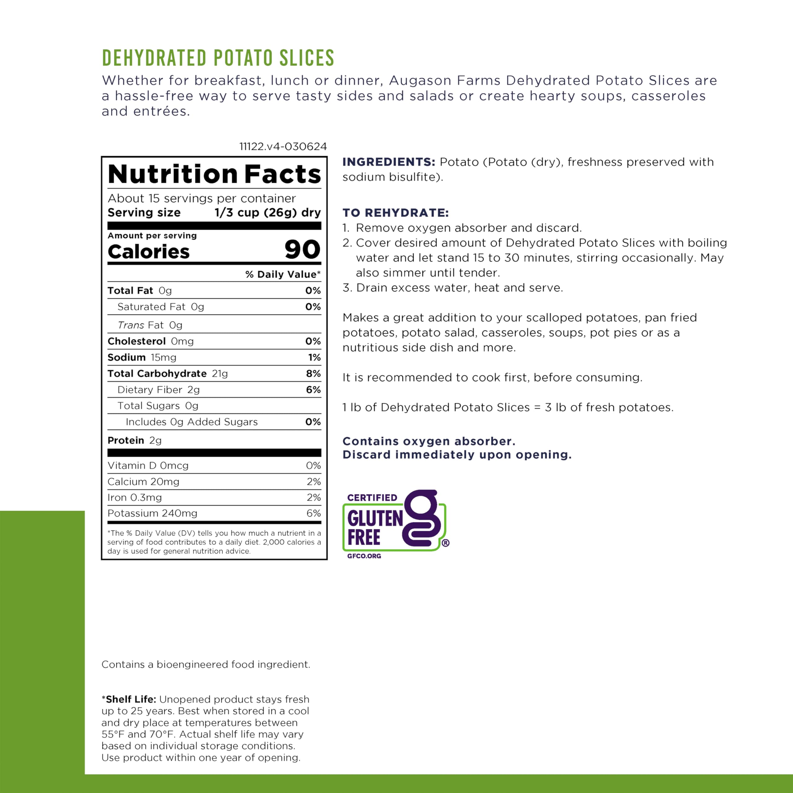 Augason Farms Dehydrated Potato Slices Can, Emergency Food Supply, Everyday Meals (Packaging May Vary)