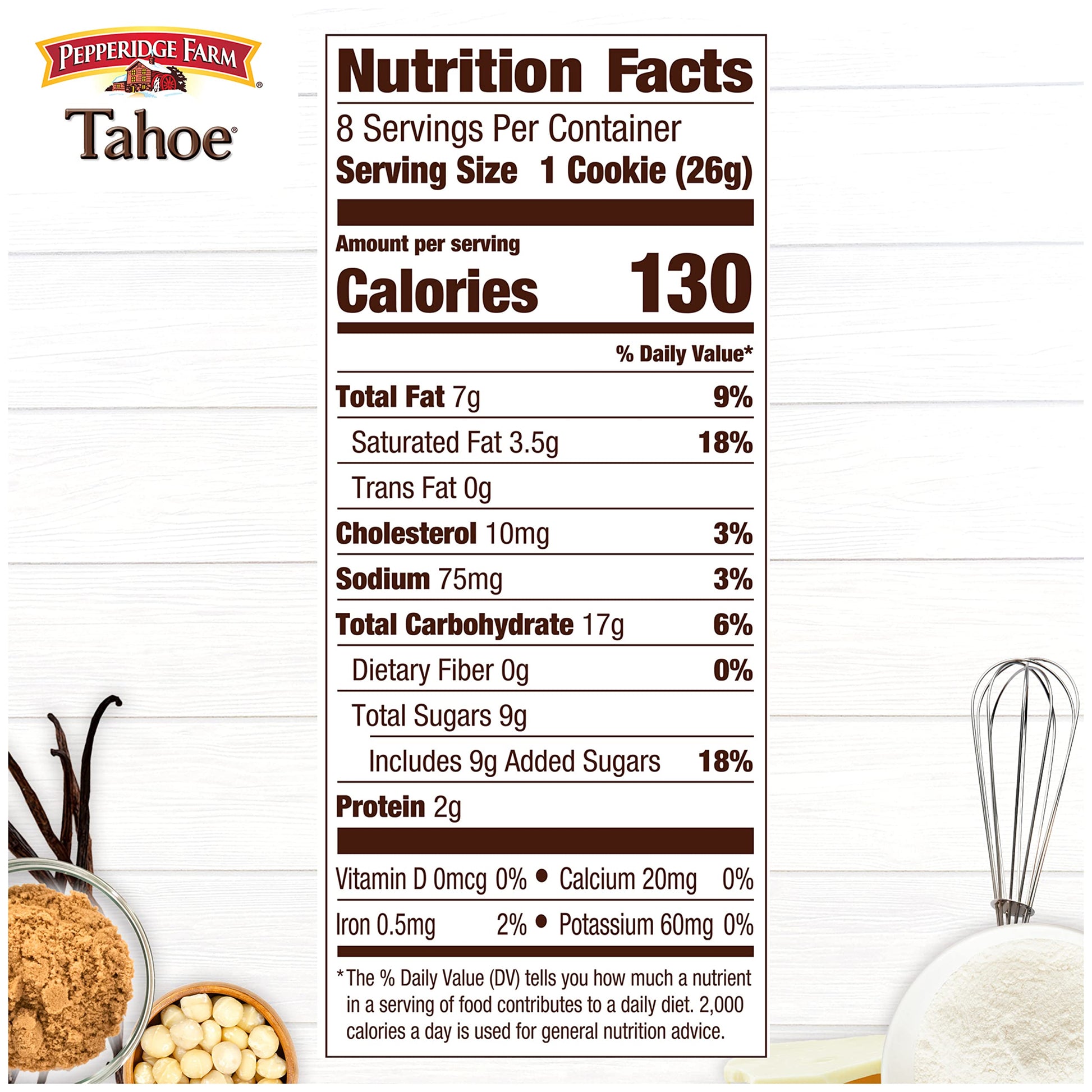 Pepperidge Farm Tahoe Crispy White Chocolate Macadamia Nut Cookies, 7.2 OZ Bag (8 Cookies)