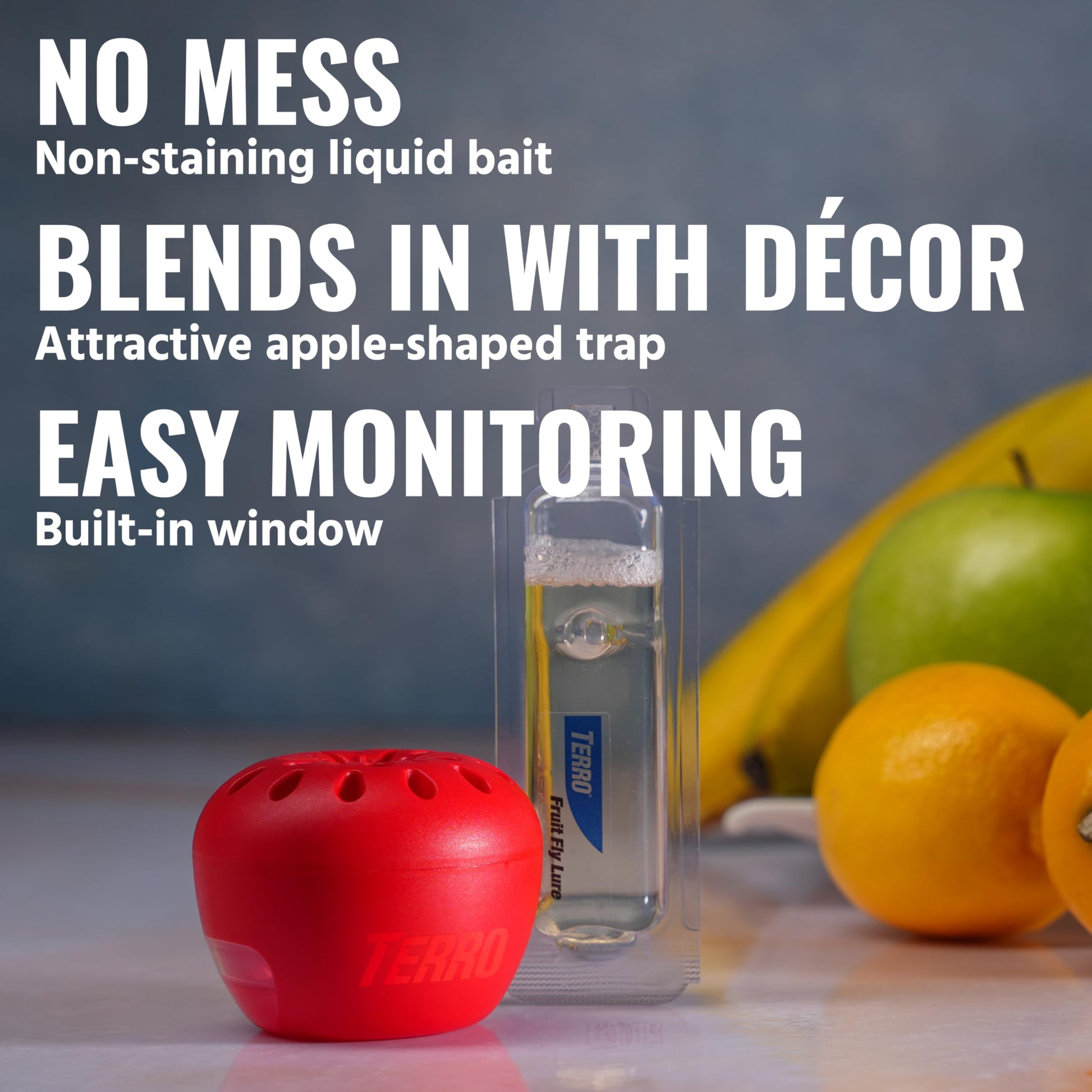 Terro Fruit Fly Traps for Indoors (4 Pack) + 180 Days of Lure Supply