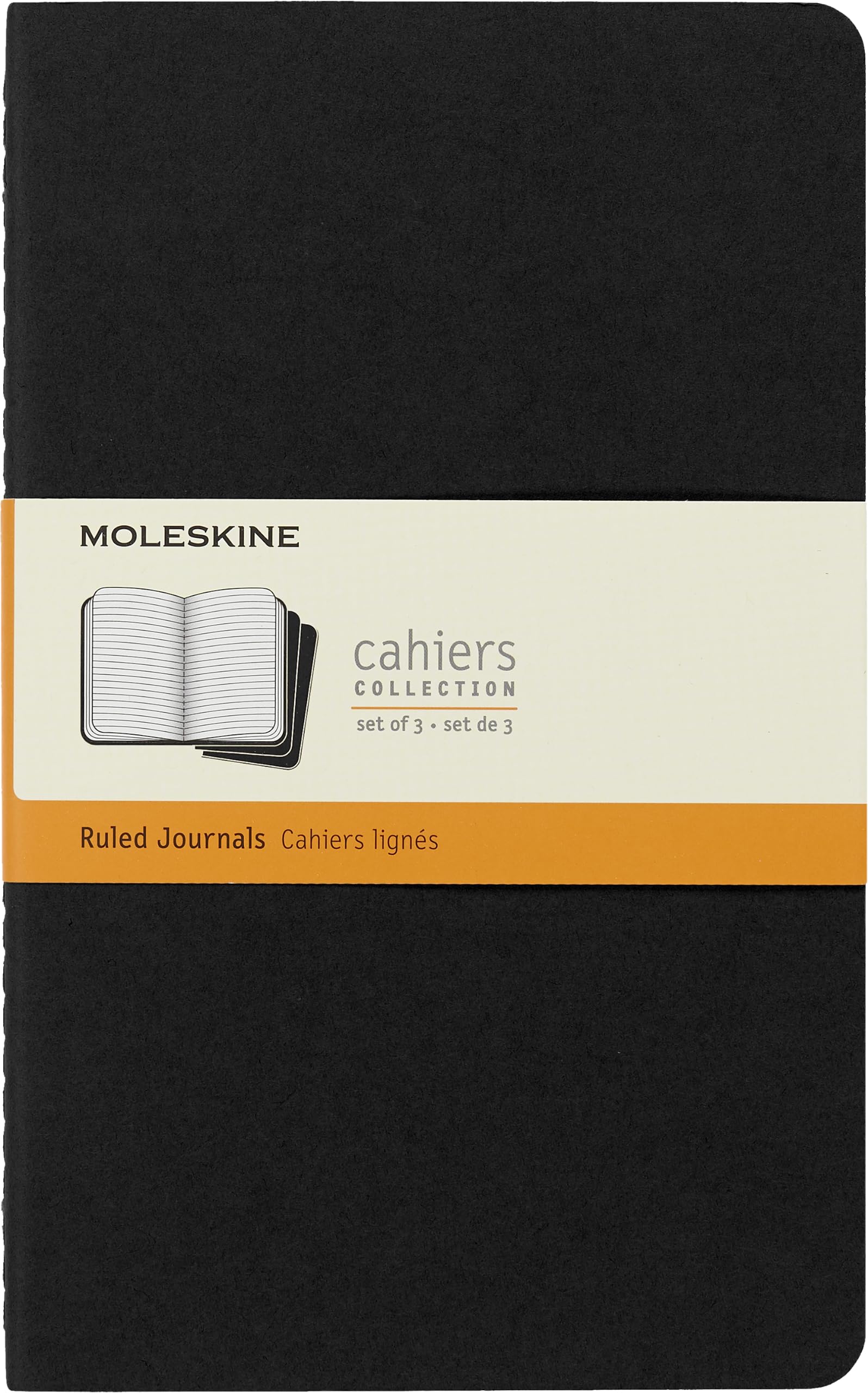 Moleskine Cahier Journal, Soft Cover, Pocket (3.5" x 5.5") Ruled/Lined, Black, 64 Pages (Set of 3)