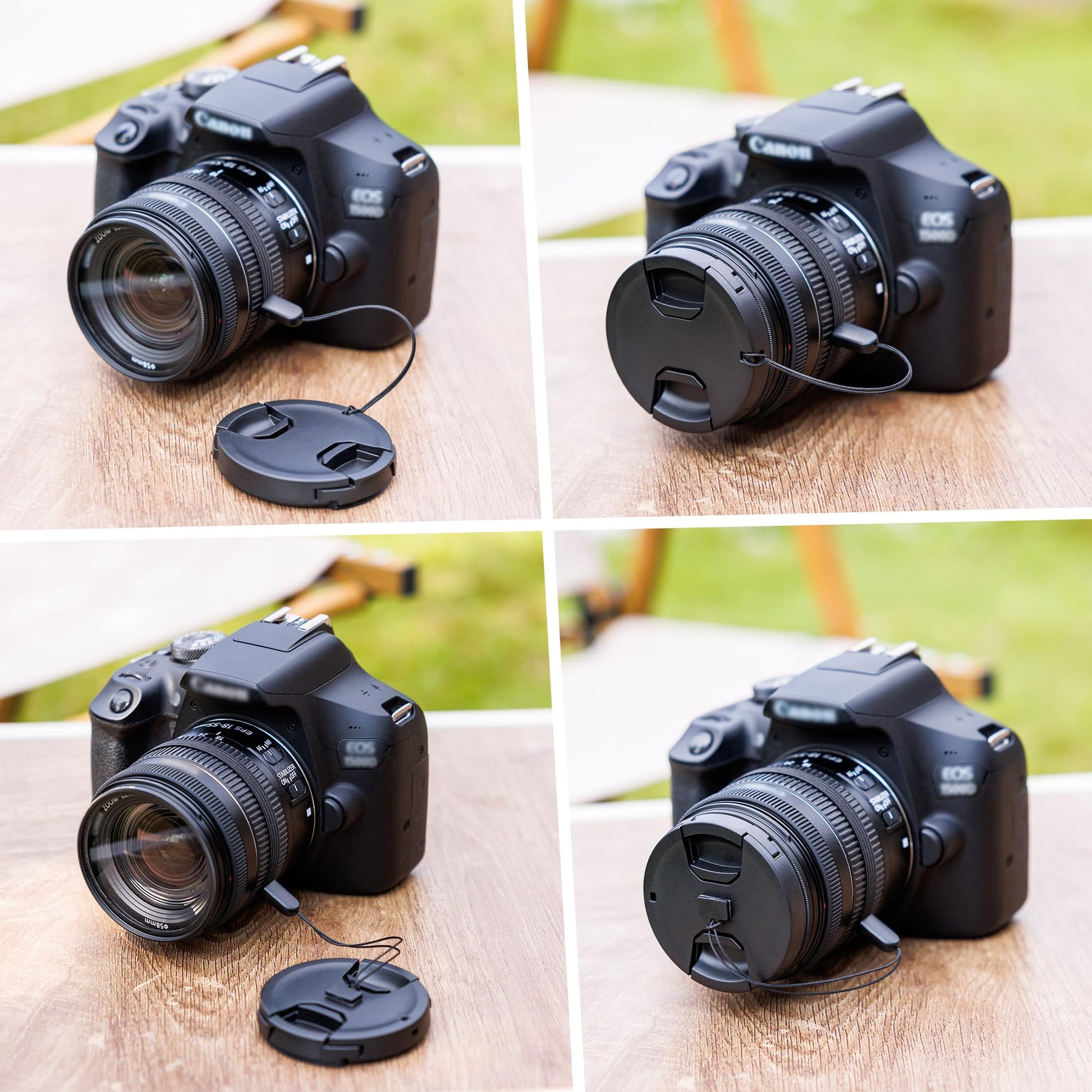 JJC 2-Pack 58mm Front Lens Cap Cover for Canon EOS Rebel T7 T6 T5 T100 4000D T8i T7i T6s T6i T5i T4i T3i T2i T1i SL3 SL2 SL1 XSi XTi with EF-S 18-55mm Kit Lens and other Lenses with 58mm Filter Thread