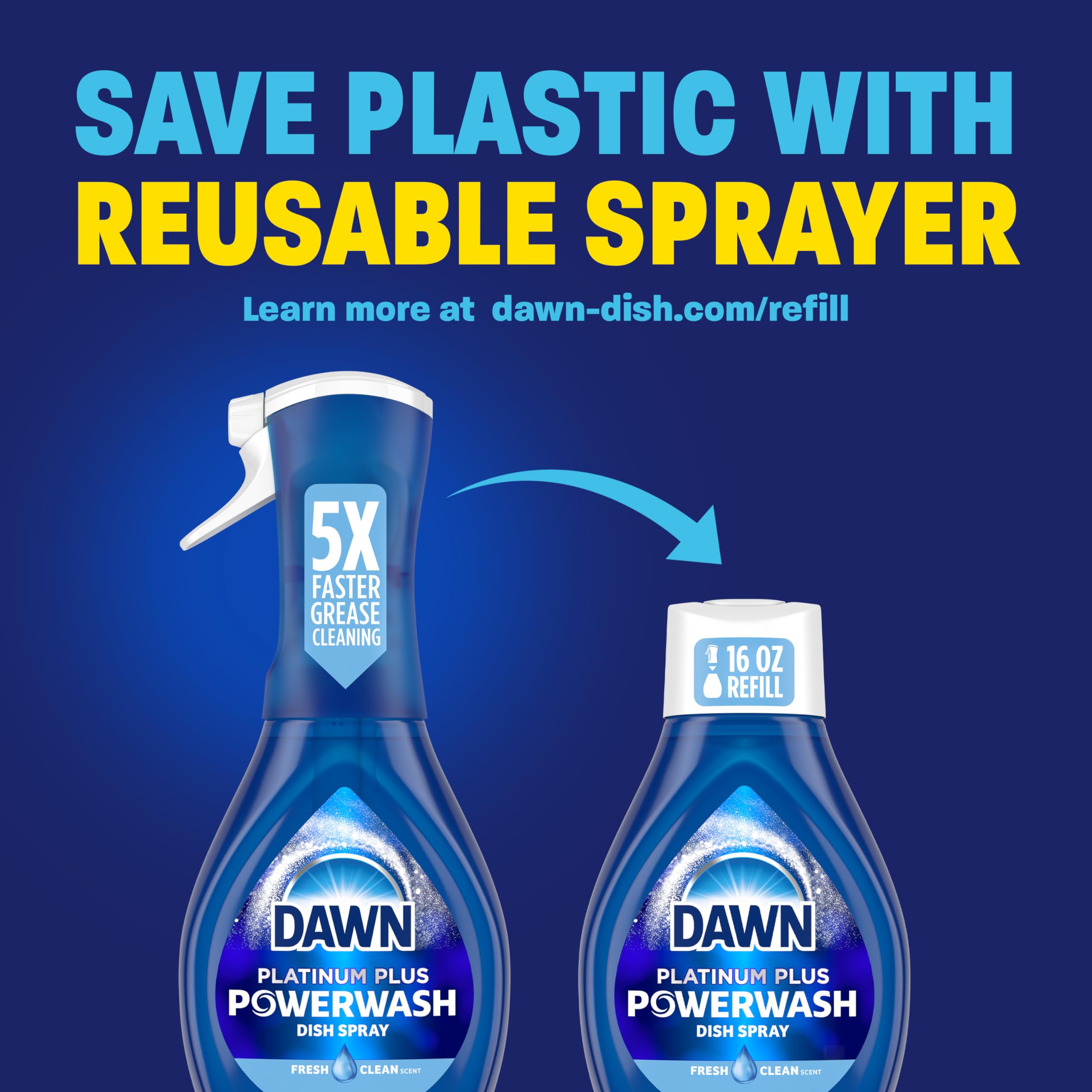 Dawn Powerwash Fresh Dish Spray, Liquid Dish Soap, Dish Soap Refill, Dish Detergent Liquid, 2 Refills, 43 Fl Oz