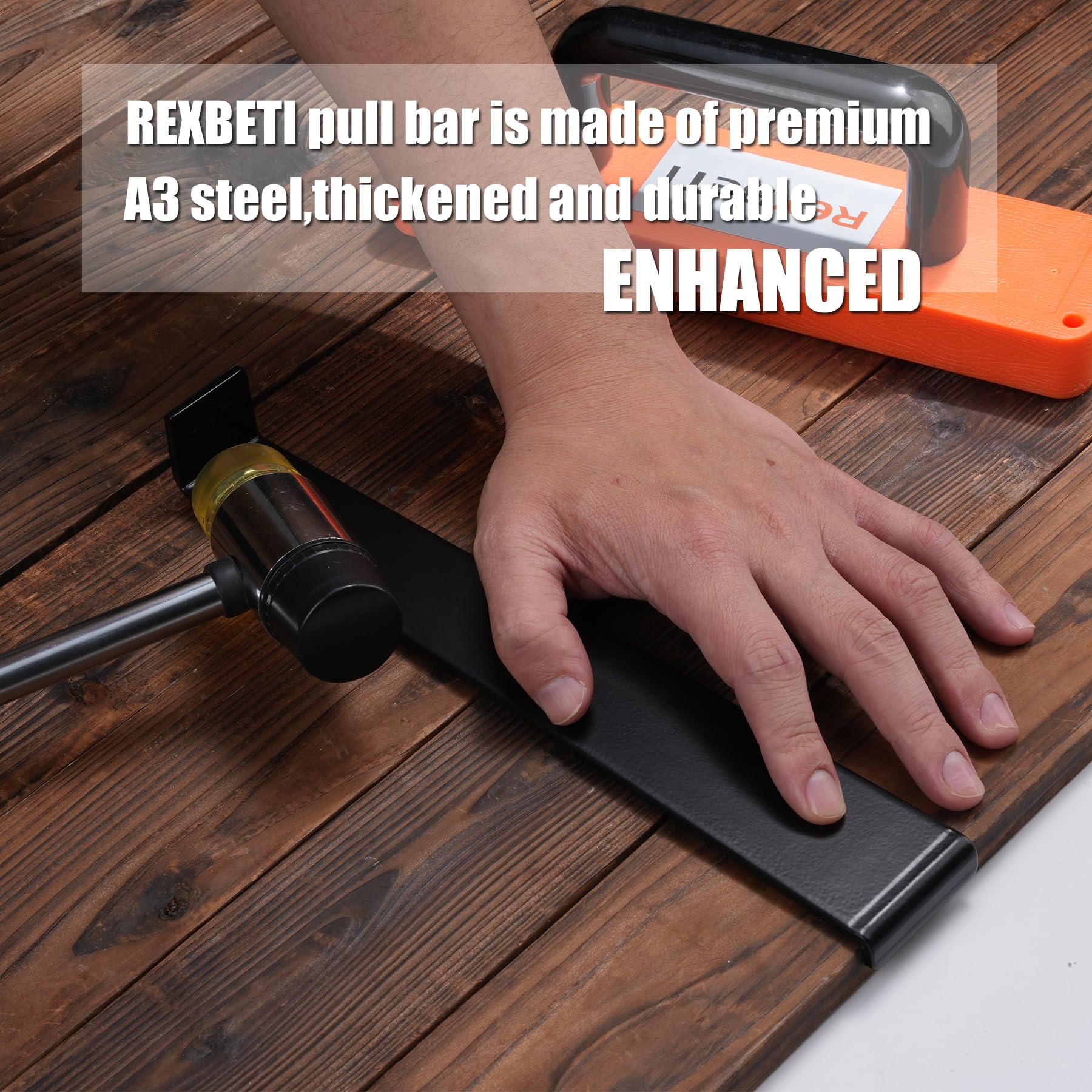 REXBETI Laminate Wood Flooring Installation Kit, LVP Installation Kit, Vinyl Flooring Tools - Tapping Block with Handle, Pull Bar, Double-Faced Mallet and Spacers