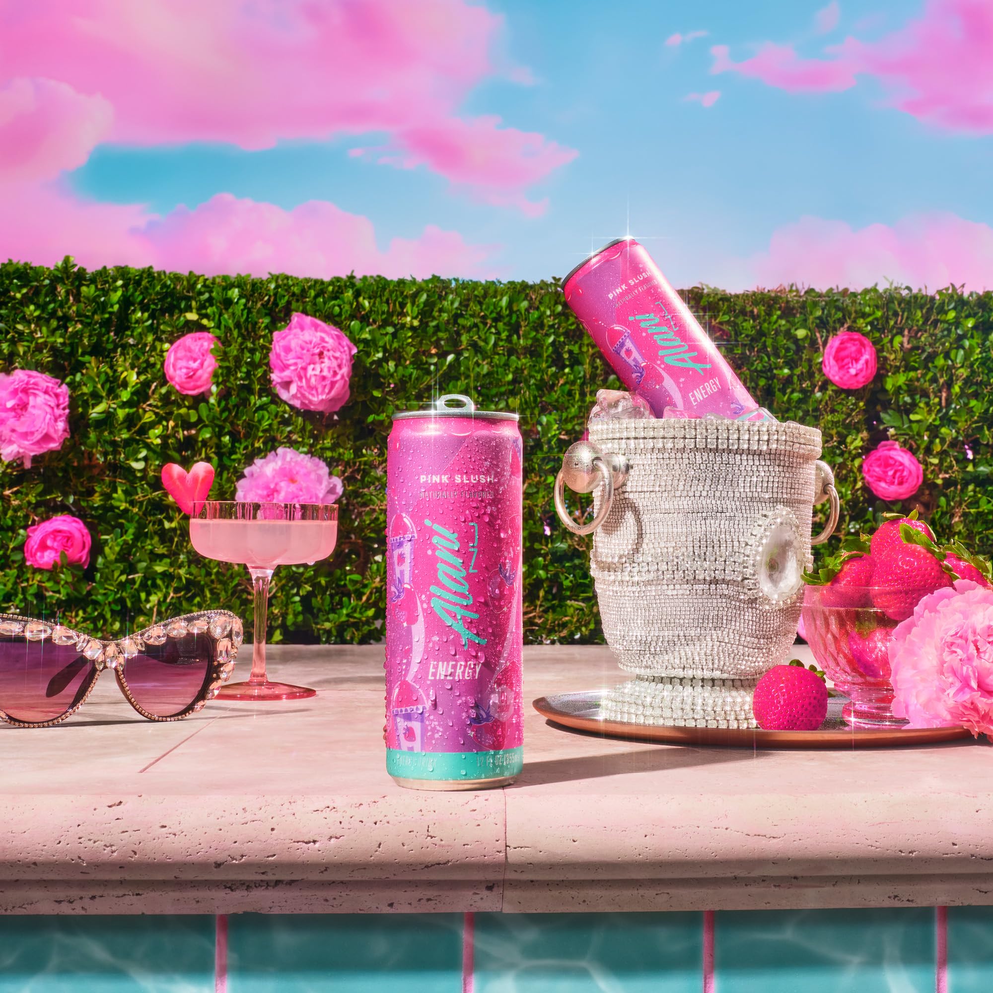 Alani Nu PINK SLUSH, Sugar Free, Low Calorie Energy Drinks, 200mg Caffeine, Biotin, B Vitamins, Zero Sugar, 10 Calories, 12 Fl Oz Cans, 12 Pack