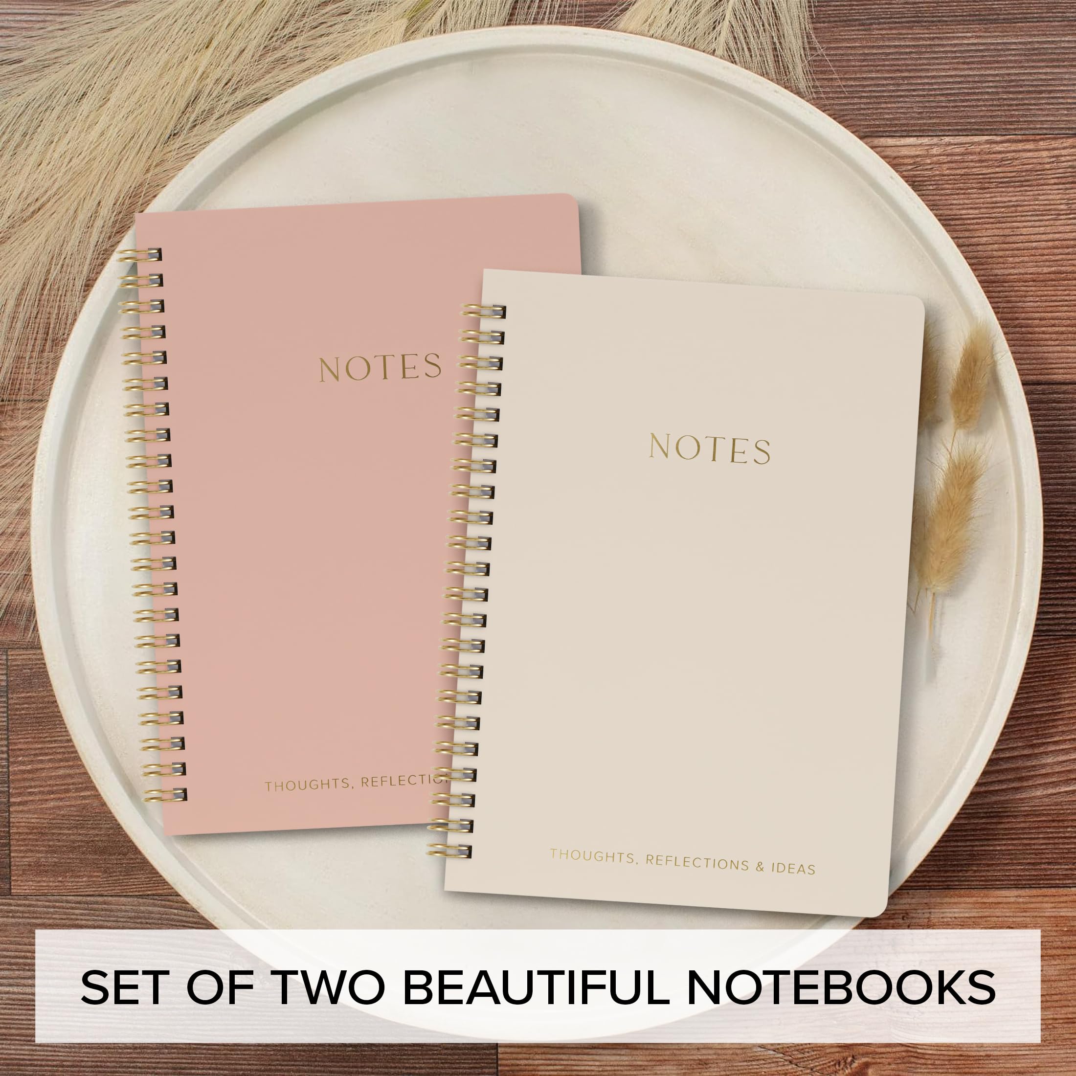 Aesthetic Spiral Notebook Set of 2 For Women and Men - Cute College Ruled 8x6 Bible Study Journal/Notebook with Pockets And Lined Pages - Perfect A5 Supplies to Stay Organized at Work or School