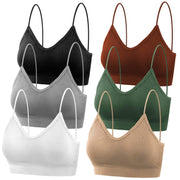 selizo Padded Bralettes for Women, 6 Pcs Sports Bras for Women Pack, V Neck Cami Bando Bra for Women Girls, S-M