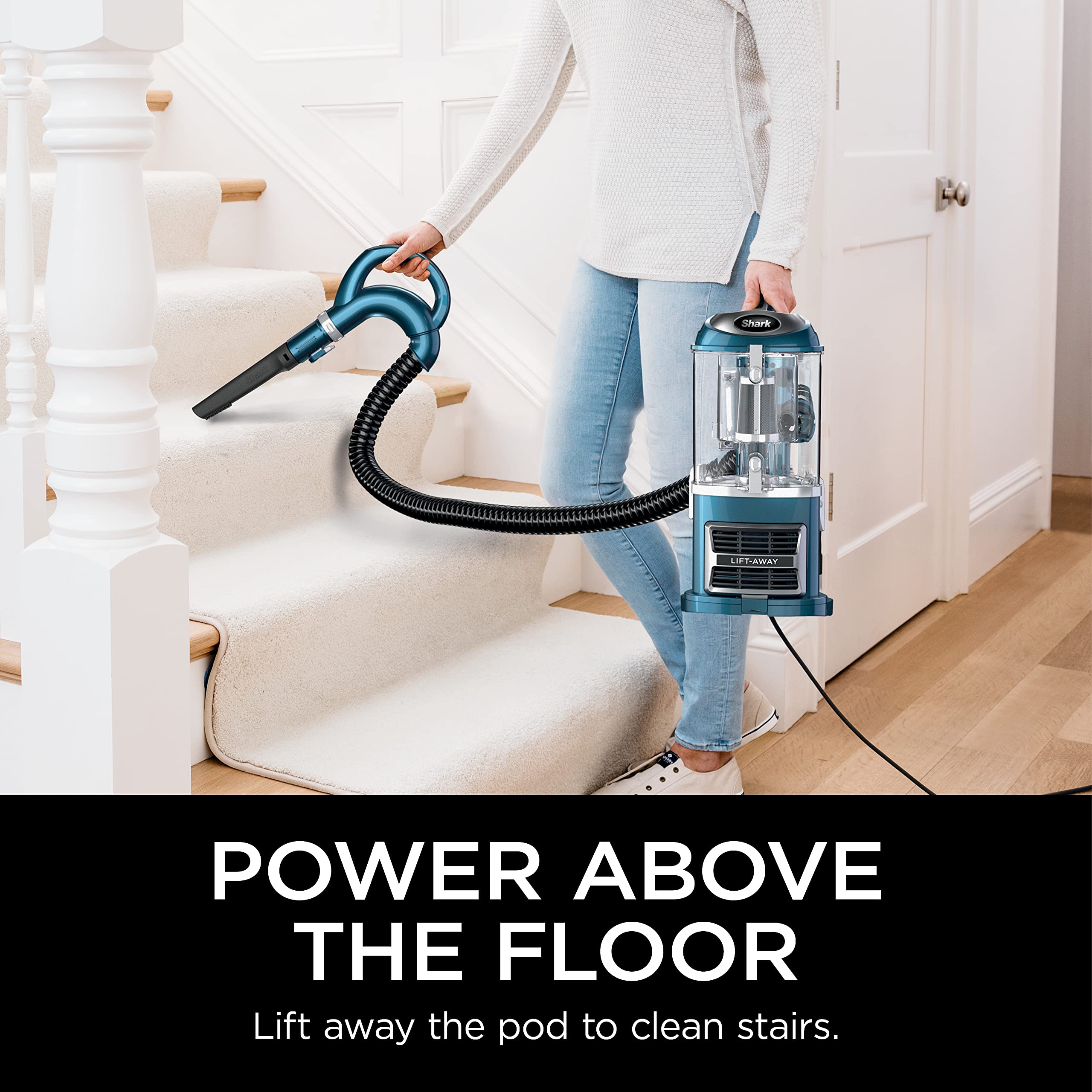 Shark Upright Vacuum, Navigator Lift-Away with Self-Cleaning Brushroll, HEPA Filter, Swivel Steering, Upholstery Tool & Pet Crevice Tool, Perfect for Pets & Multi-Surface, Teal, ZU503AMZ