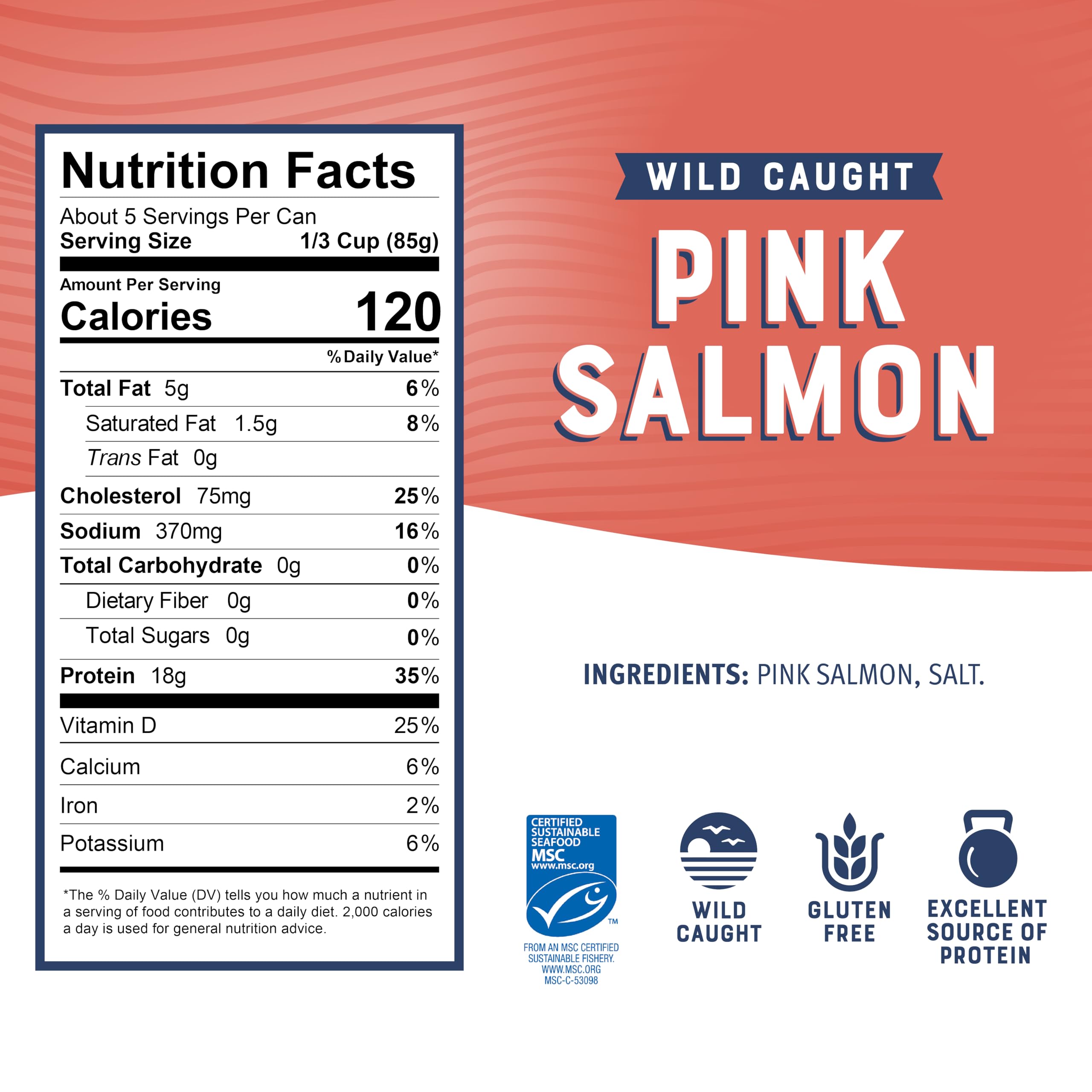 Bumble Bee Canned Pink Salmon, 14.75 oz Can - Premium Wild Caught Salmon with Skin & Bones - 18g Protein per Serving - MSC Certified Sustainable Seafood, Non-GMO, Gluten Free, Kosher