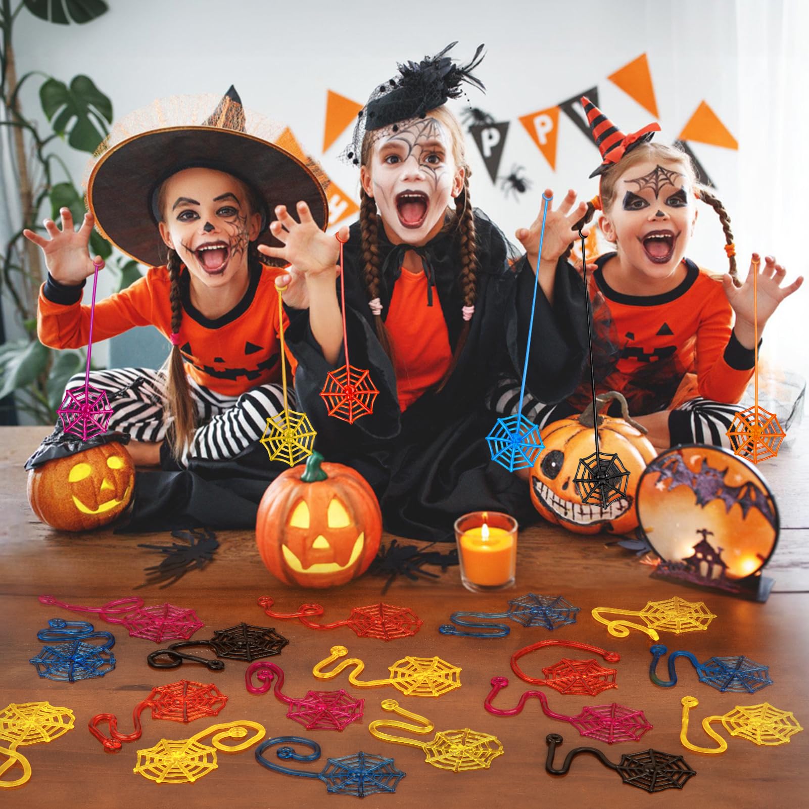 30 Pcs Sticky Spider Web Sticky Hands for Kids Bulk Halloween Party Favors Decorationsr,Spider Webs for Classroom Prizes,Kids' Halloween Goodie Bags Stuffers Pinata Stuffers Small Toys for Boys Girl