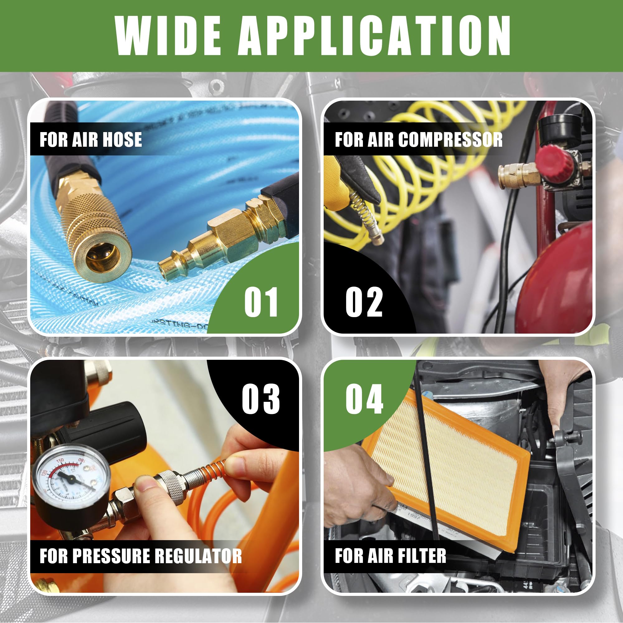 Ailbiuko Air Coupler & Plug Kit,45 Pcs 1/4" NPT Air Tool Fittings Set,Quick Connect Air Hose Fittings Air Compressor Accessories