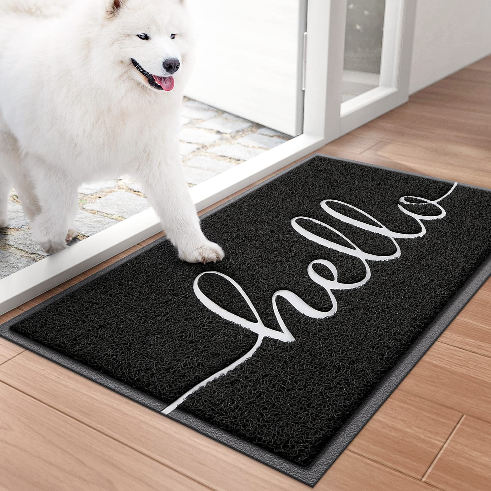 BeneathYourFeet Door Mat (30"x17.5",Black), Welcome Mat Low Profile Front Doormat Floor Mat Non Slip Rugs for Entryway, Patio, High Traffic Areas