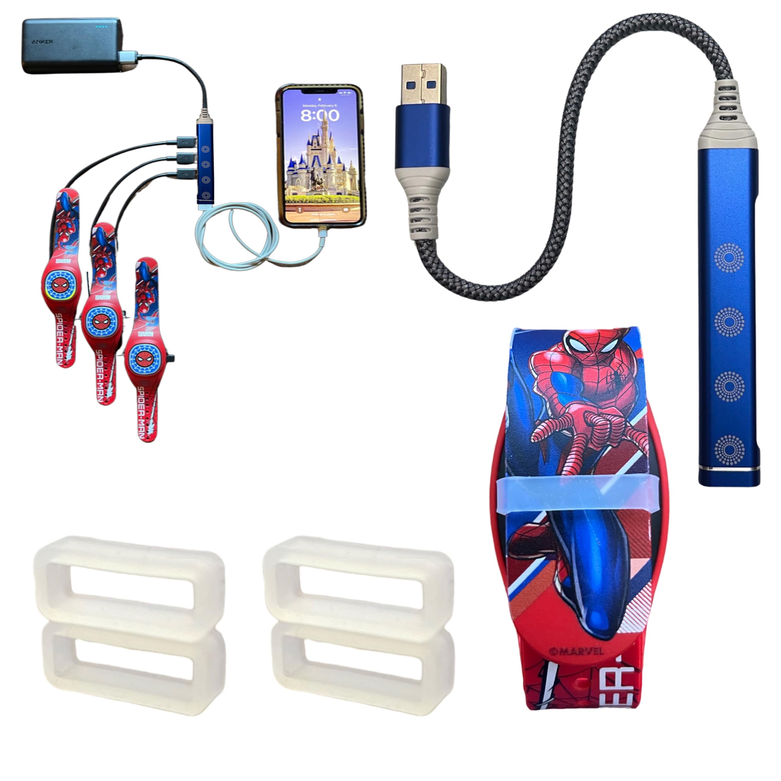 Kaizen Kreations MultiCharger for MagicBand+, MagicBand + & Magic Band Compatible with FuelRod and Other External Battery. Disney World Accessories for Trip to Disneyland or Cruise (USB-A, 1-Pack)