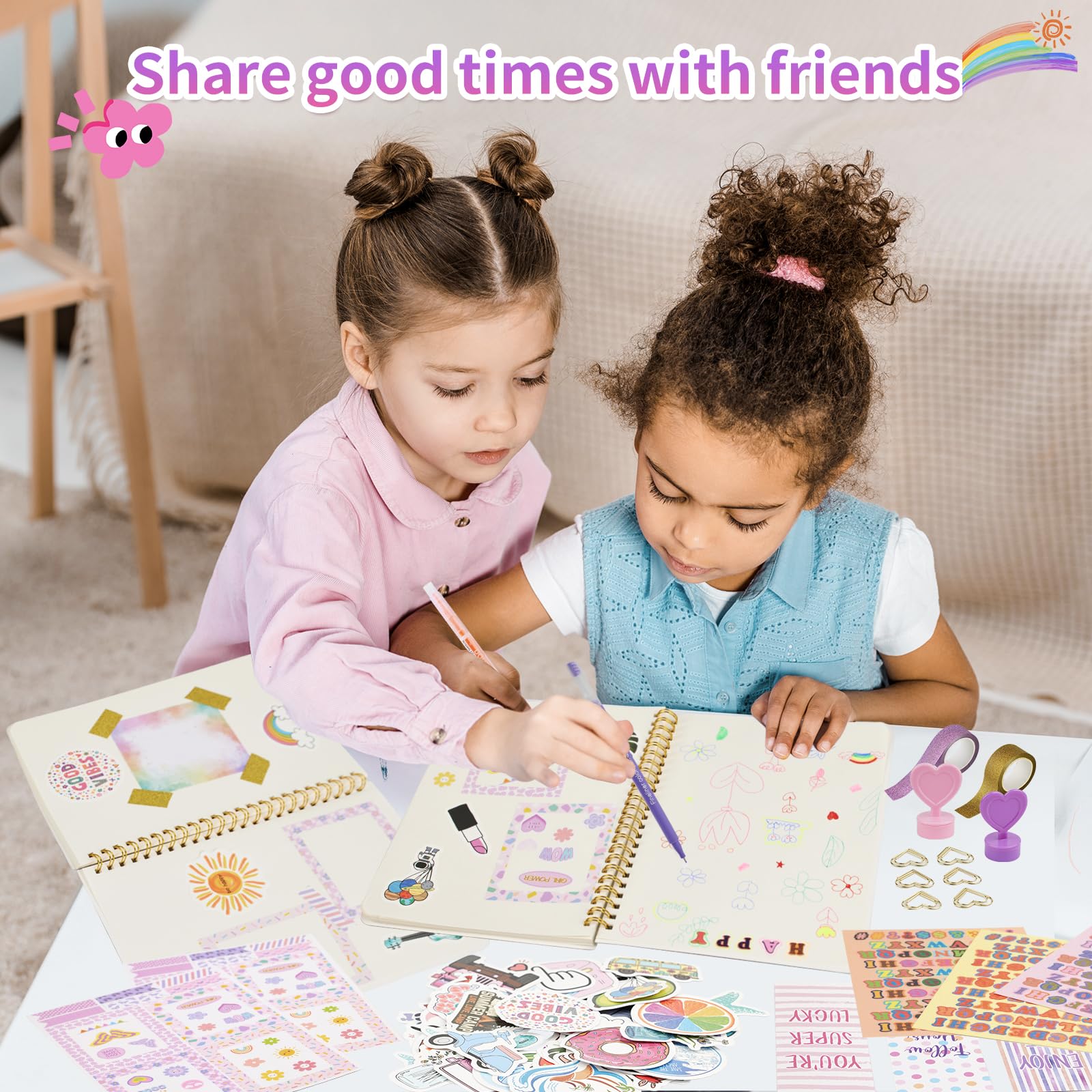 OIHEW 2 PC DIY Journal Kit for Girls Age 8-14, DIY Journal Set for Teen Girl,Christmas|Birthday Gift for 8 9 10 11 12 13 14 Year Old Girl Ideas, Stationery|Scrapbook|Diary Art Crafts Supplies Toy Set