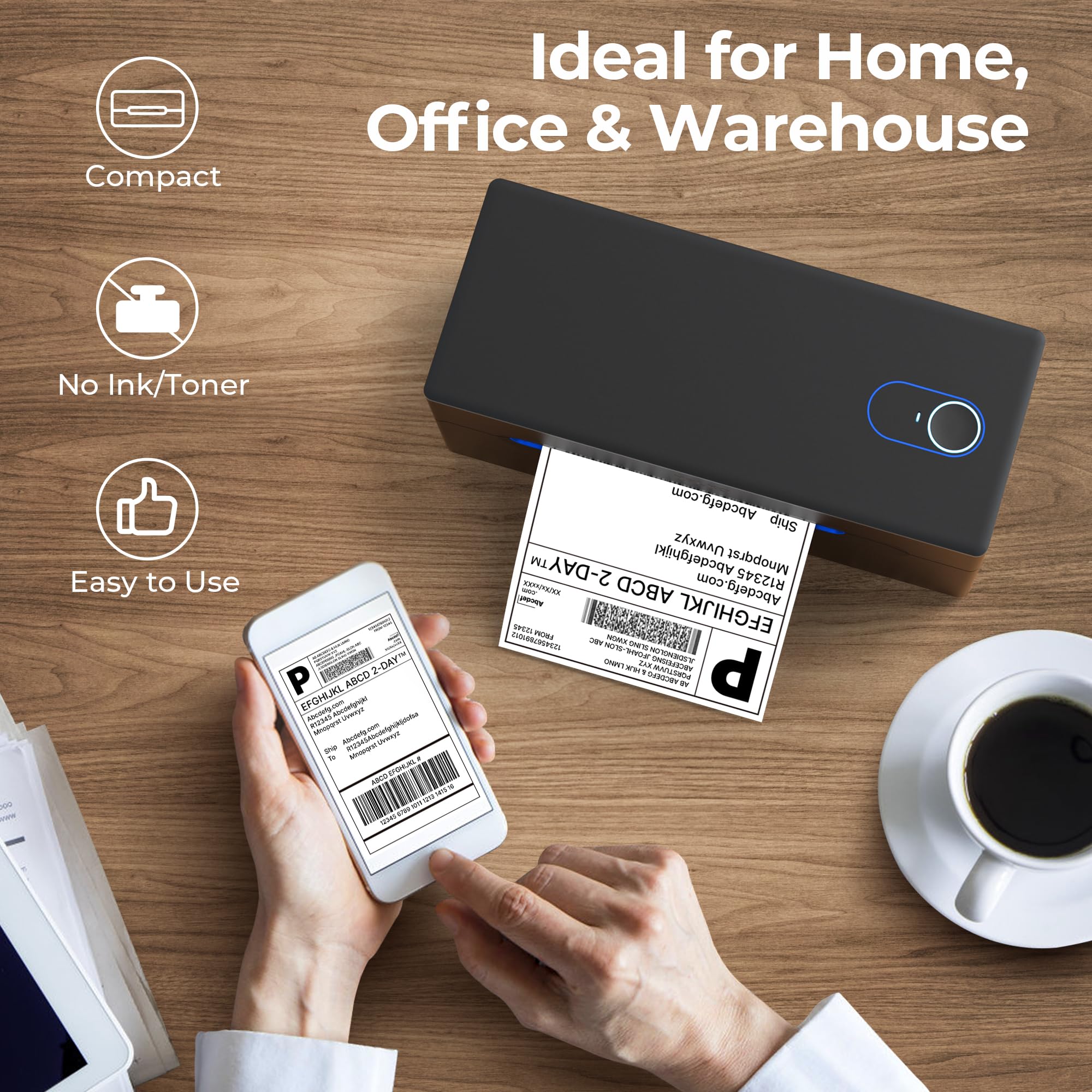 Nelko Bluetooth Thermal Shipping Label Printer, Wireless 4x6 Shipping Label Printer for Shipping Packages, Support Android, iPhone and Windows, Widely Used for Amazon, Ebay, Shopify, Etsy, USPS