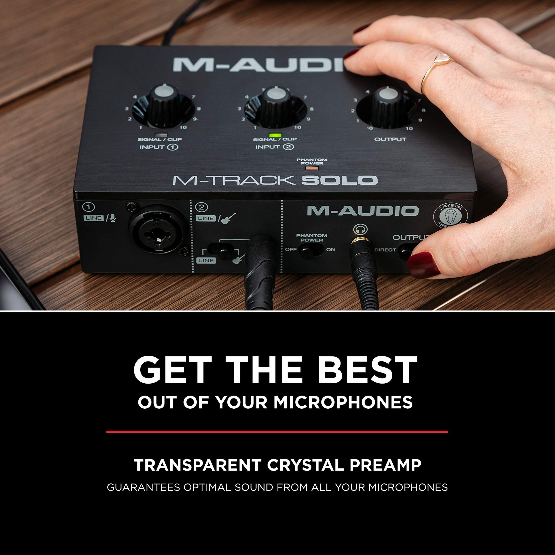 M-AUDIO M-Track Solo USB Audio Interface for Recording, Streaming and Podcasting with XLR, Line and DI Inputs, Plus a Software Suite Included
