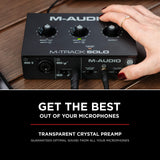 M-Audio M-Track Solo – USB Audio Interface for Recording, Streaming and Podcasting with XLR, Line and DI Inputs, Plus a Software Suite Included