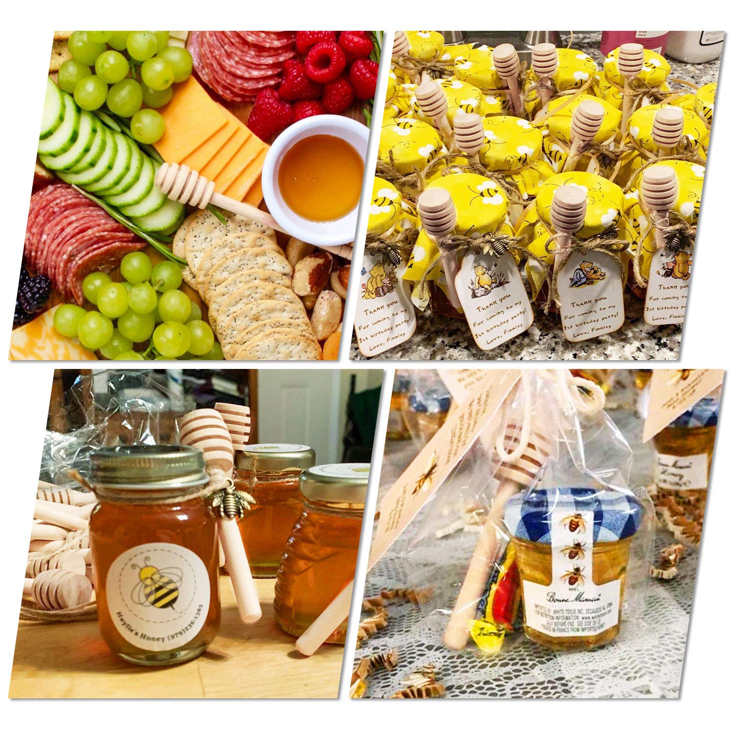 25Pcs Honey Dipper Sticks - Wooden Honey Dipper, 3 Inch Mini Honeycomb Stick, Honey Stirrer Stick for Honey Jar Dispense Drizzle Honey and Wedding Party Present