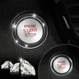 LivTee 2 PCS Crystal Double Rhinestone Car Engine Start Stop Decoration Ring, Bling Car Interior Accessories for Women, Push to Start Button Cover/Sticker, Key Ignition & Knob Bling Ring, White