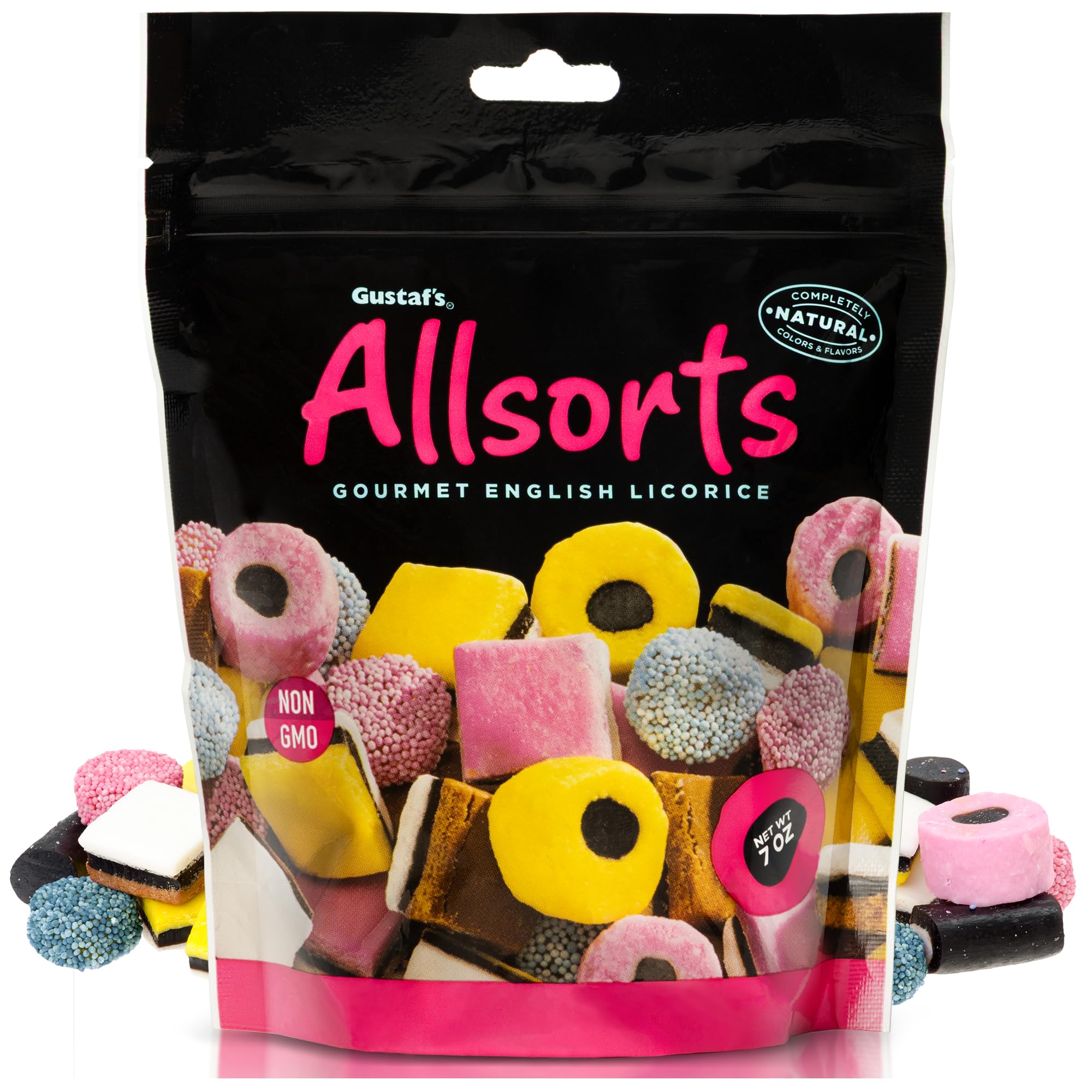 Gustaf's Licorice Allsorts 7 oz Bag - 3 Types of English Liquorice Treats - Gourmet Licorice Candy Assortment - Soft Liquorice Candy