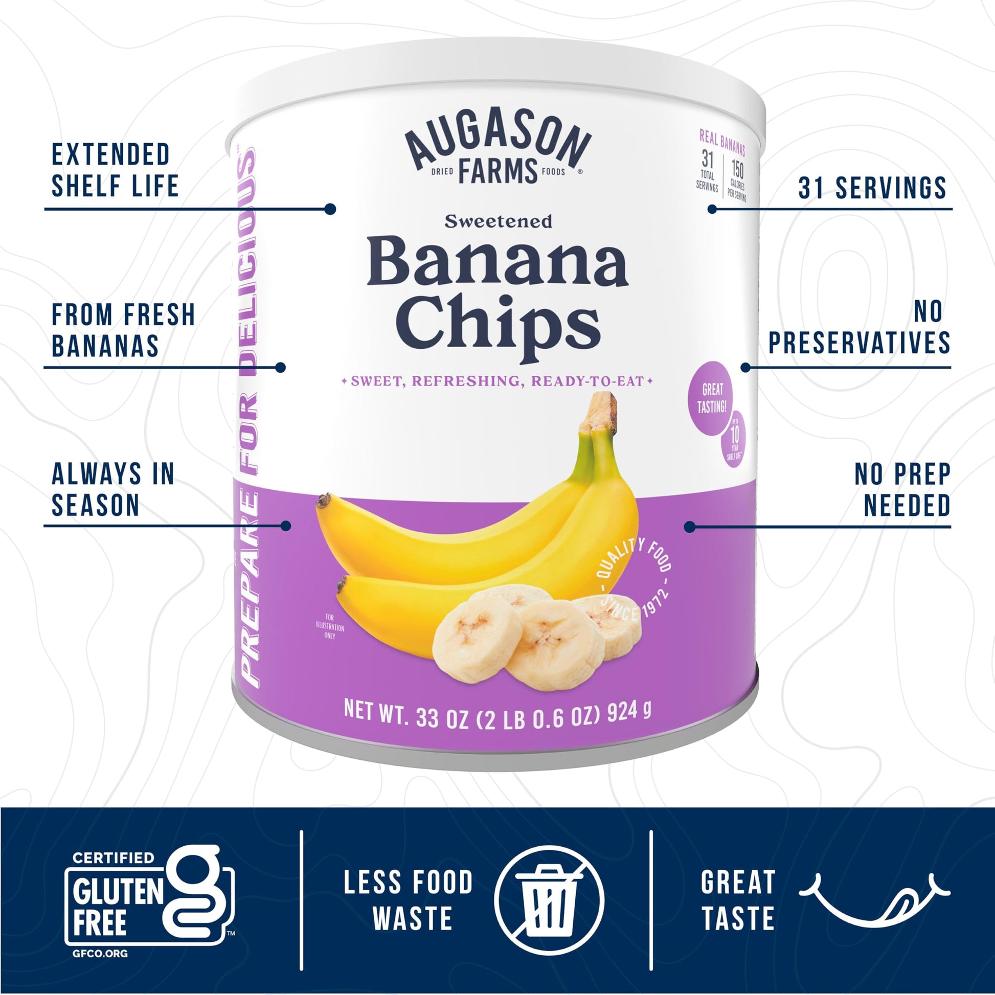 Augason Farms Sweetened Banana Chips Can, Emergency Food Supply, Everyday Meals, 31 Servings (Packaging May Vary)