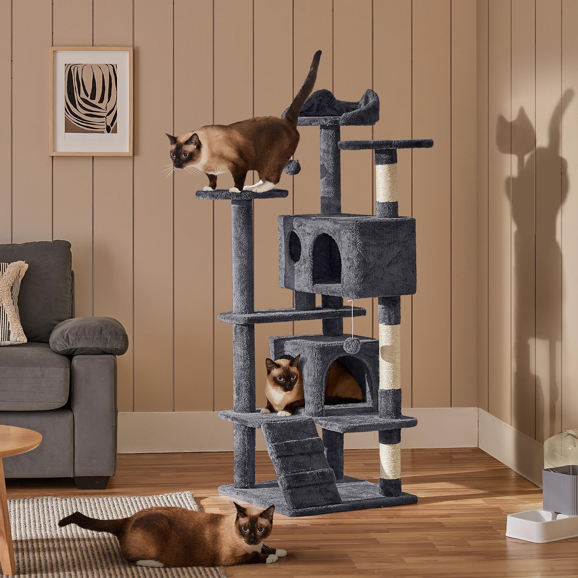Yaheetech 54in Cat Tree Tower Condo Furniture Scratch Post for Kittens Pet House Play