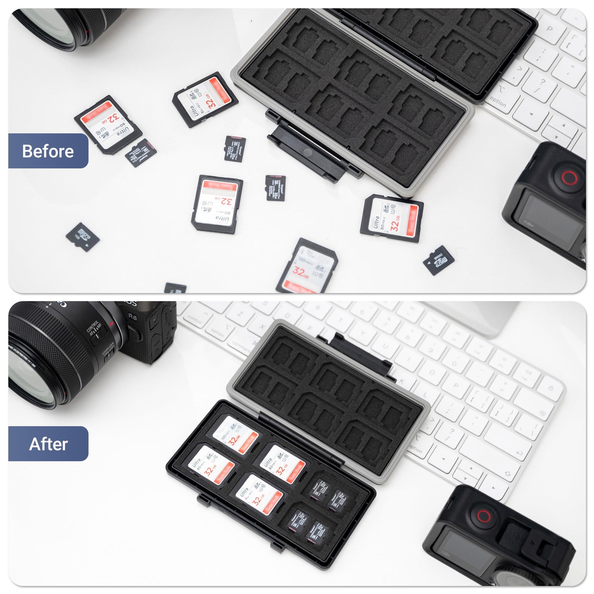36 Slots Memory Card Case Water-Resistant Anti-Shock Memory Card Wallet for 24 Micro SD SDXC SDHC TF Cards and 12 SD SDXC SDHC Cards
