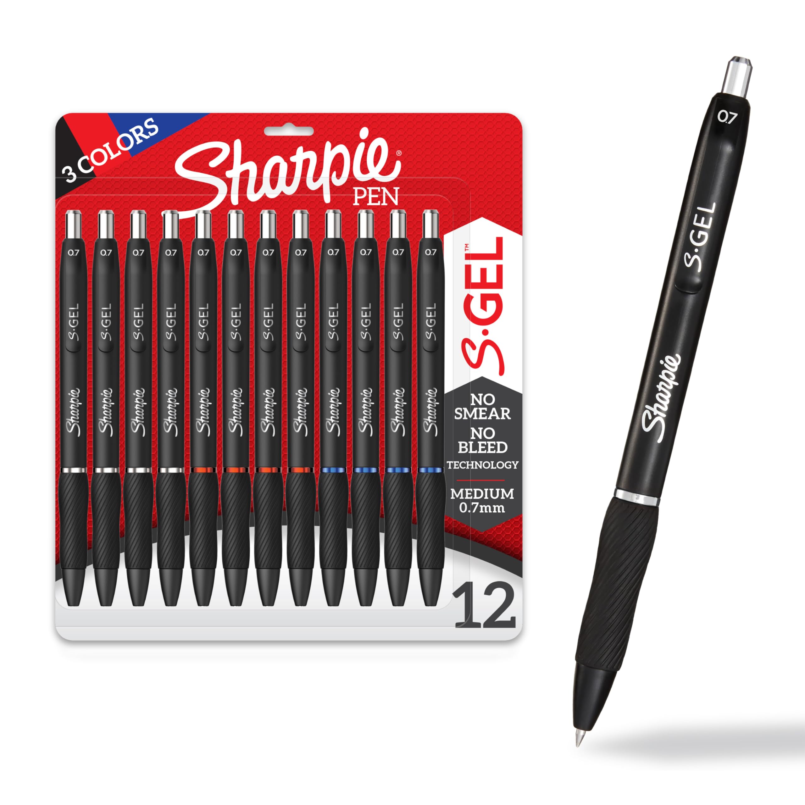 Sharpie S-Gel, Gel Pens, Writing Pens, Drawing Pens, Coloring Pens, Gel Pens For Journaling, Medium Point Pens(0.7Mm), Assorted Colors, 12 Count