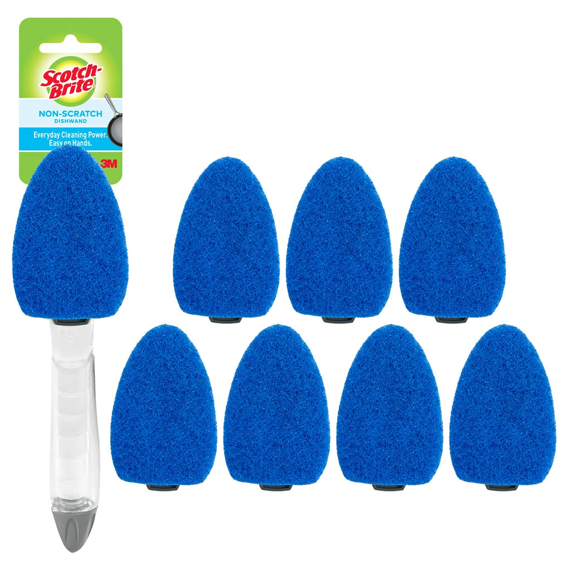Scotch-Brite Non-Scratch Dishwand Kit, Includes 1 Wand & 7 Refill Pads, Keep Hands Out of the Mess
