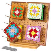 11.8" Crochet Blocking Board with 20 Pins/Pegs, Blocking Board for Crocheting Knitting, Bamboo Granny Square Blocking Boards for Crochet Projects, Wooden Crocheting Accessories Gifts for Crocheters