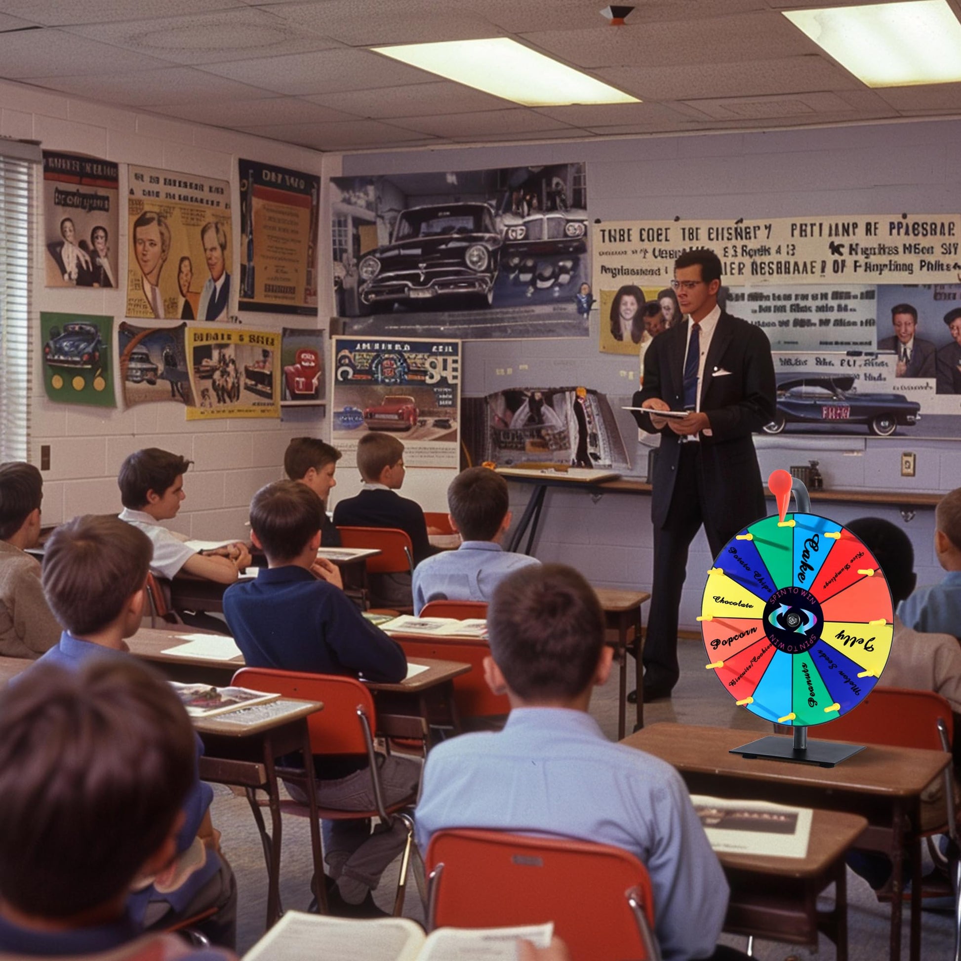 12 Inch Spin Wheel Prize Wheel with 12 Slots,Heavy Duty Base and Stand,Ideal for Carnival Events Home Parties and Tradeshows Engaging Spinning Wheel for Prizes Wheel of Fortune Spin the Wheel